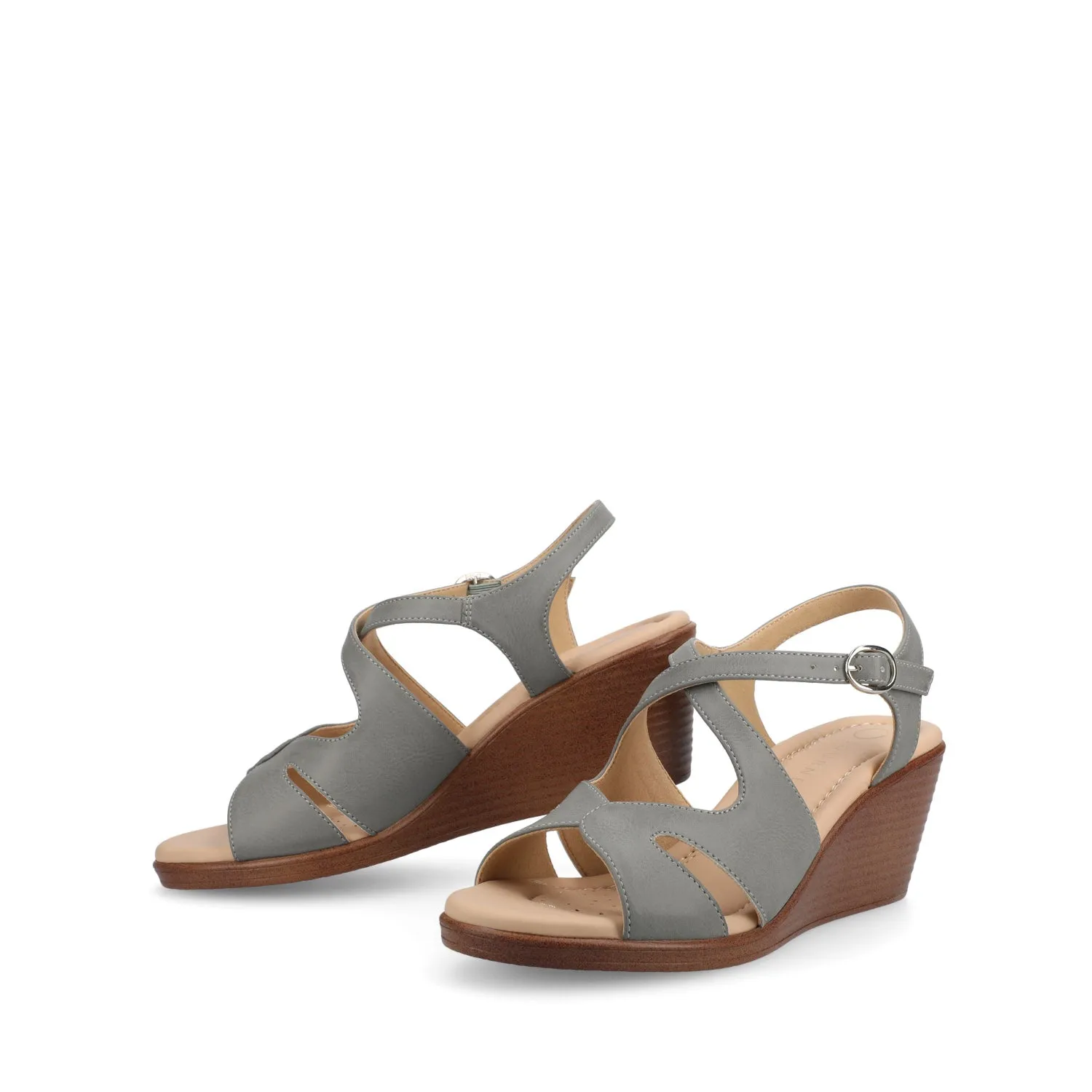 KEDZIEII ANKLE STRAP WEDGE SANDALS IN WIDE flat ease