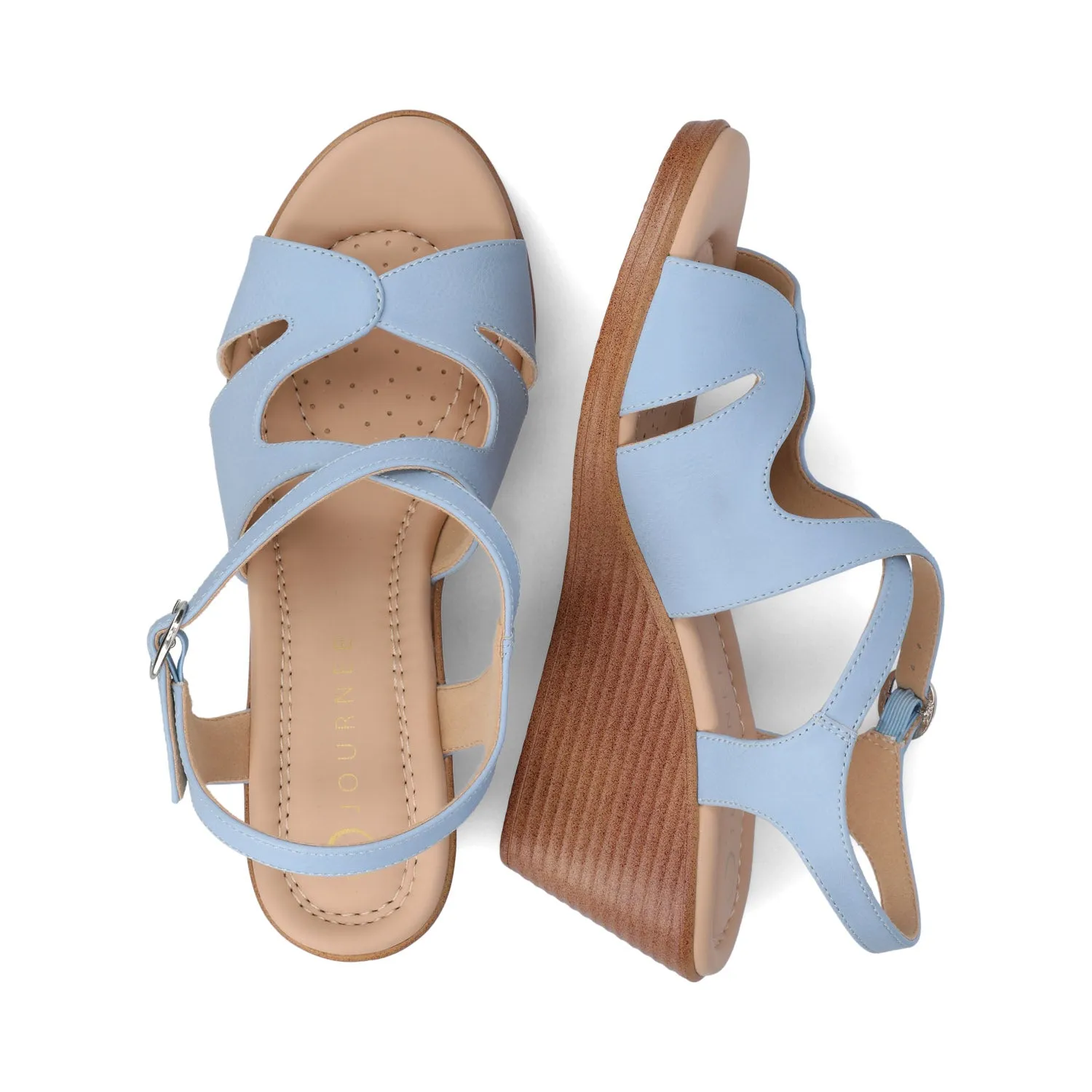 KEDZIEII ANKLE STRAP WEDGE SANDALS IN WIDE flat ease