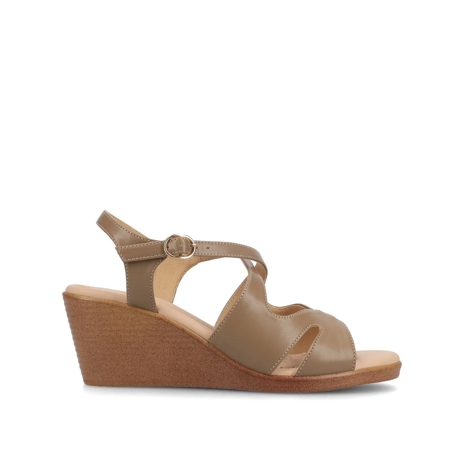 KEDZIEII ANKLE STRAP WEDGE SANDALS IN WIDE flat ease