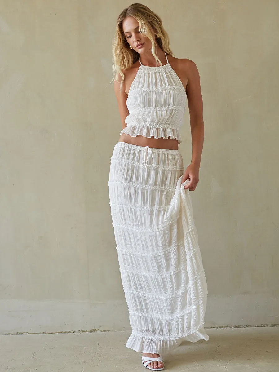 Kehlani Ruched Halter Top linen soft