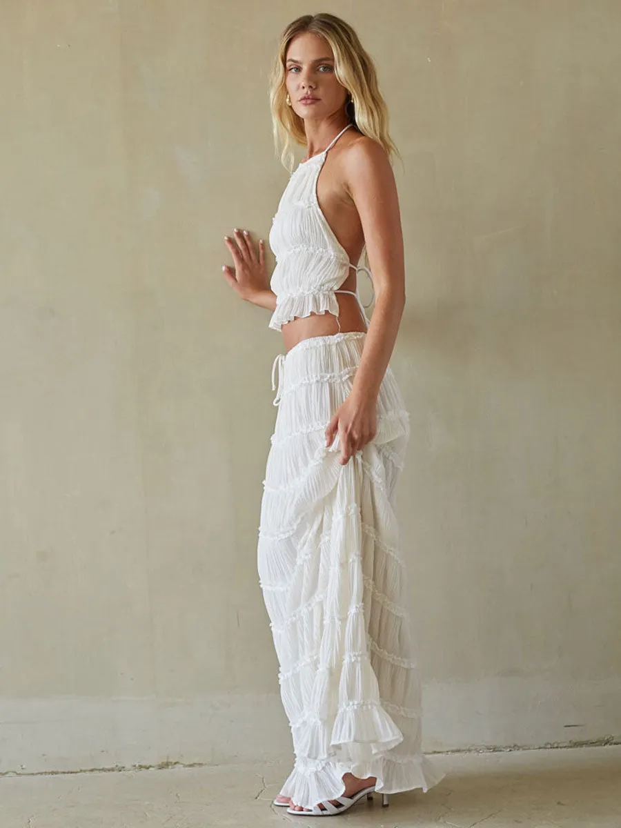 Kehlani Ruched Halter Top linen soft