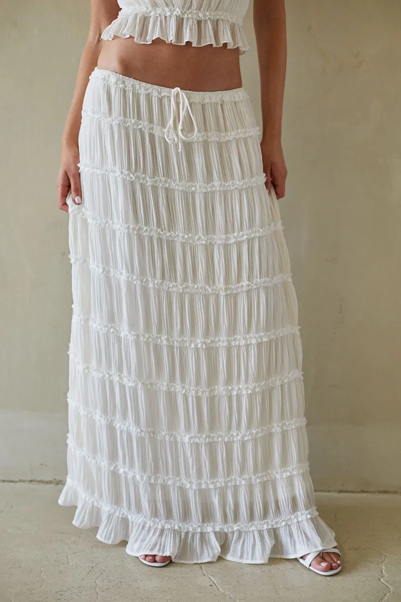 Kehlani Ruching Maxi Skirt tied bow