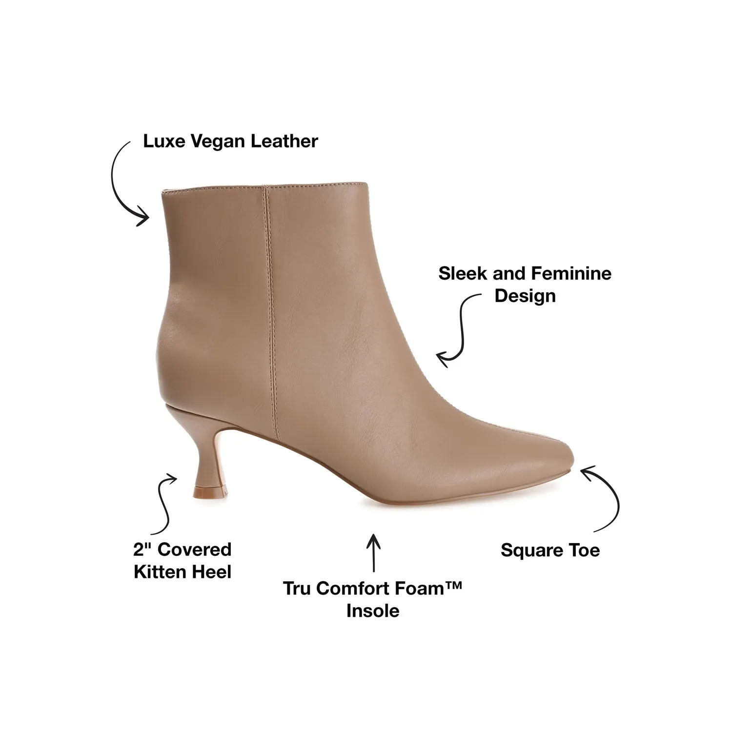 KELSSA POINTED TOE BOOTIES IN FAUX LEATHER snow charm