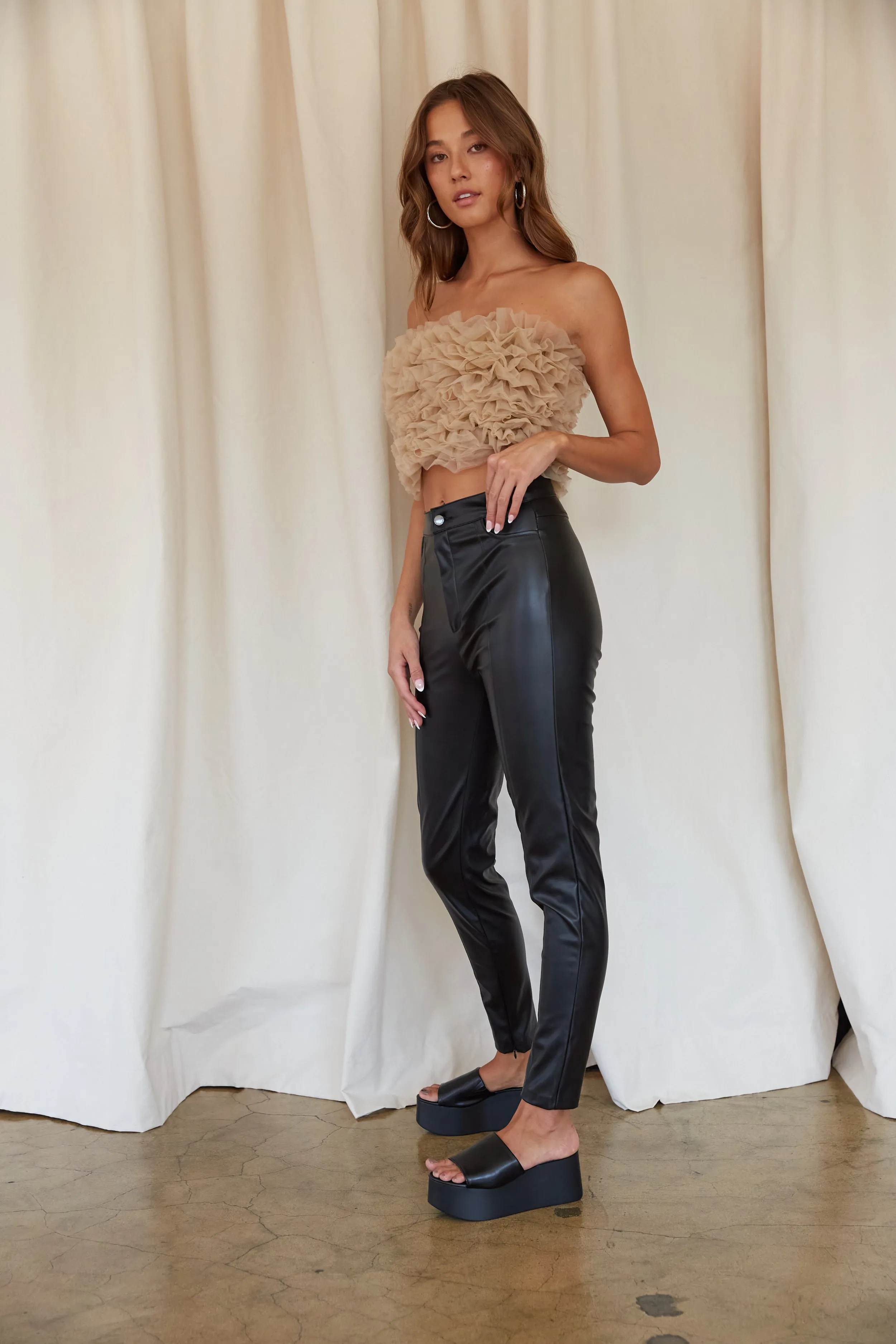 Kenny High-Rise Skinny Faux Leather Pants basic staple