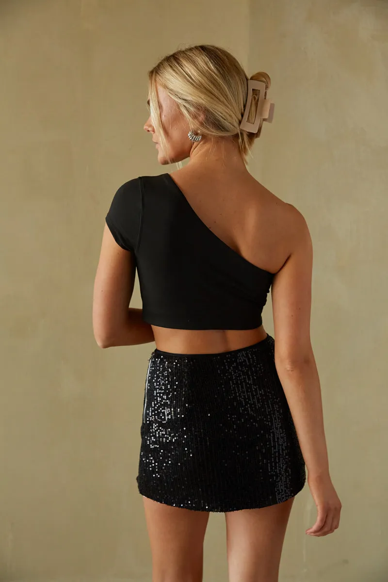 Kim High-Rise Sequin Mini Skort dance proof