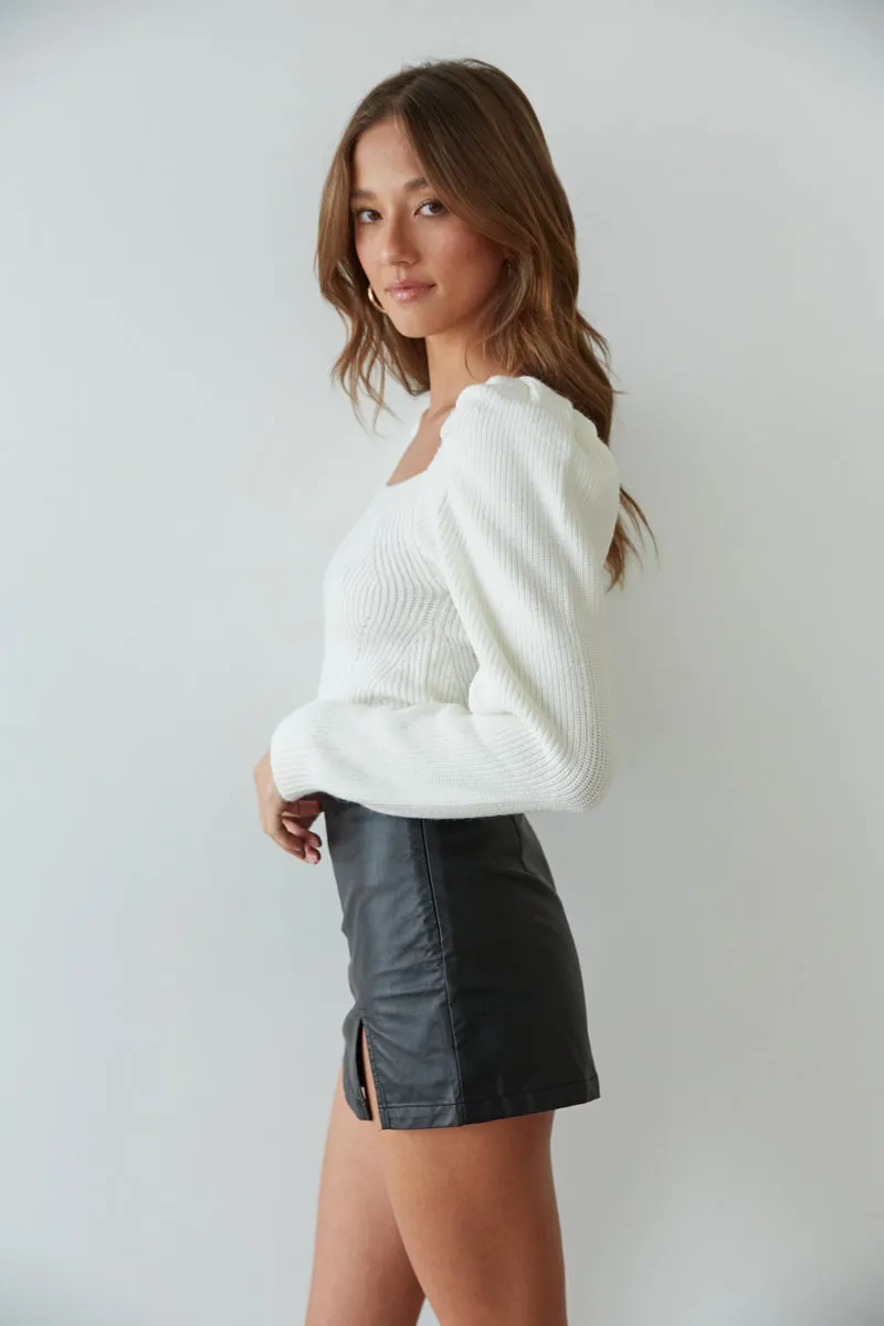 Kourt Faux Leather Mini Skort taper leg