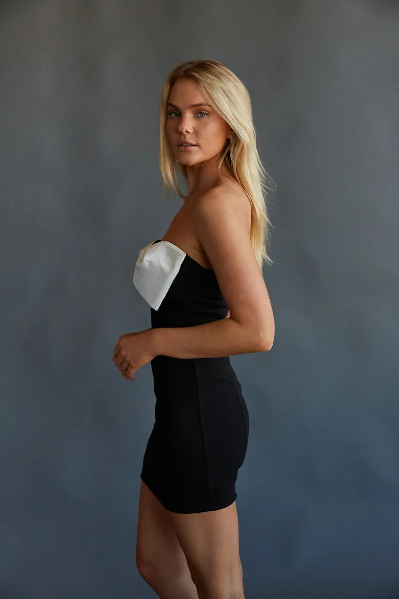 Kylie Bow Mini Dress pose chic