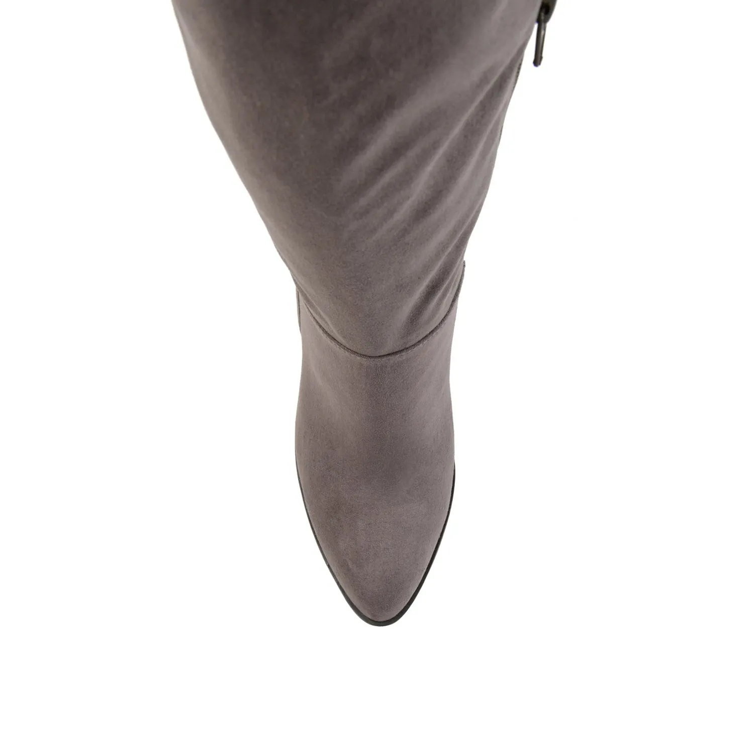 KYLLIE KNEE HIGH BOOTS IN FAUX SUEDE festival field