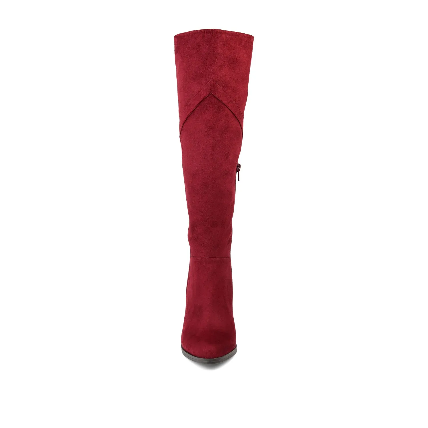 KYLLIE KNEE HIGH BOOTS IN FAUX SUEDE festival field