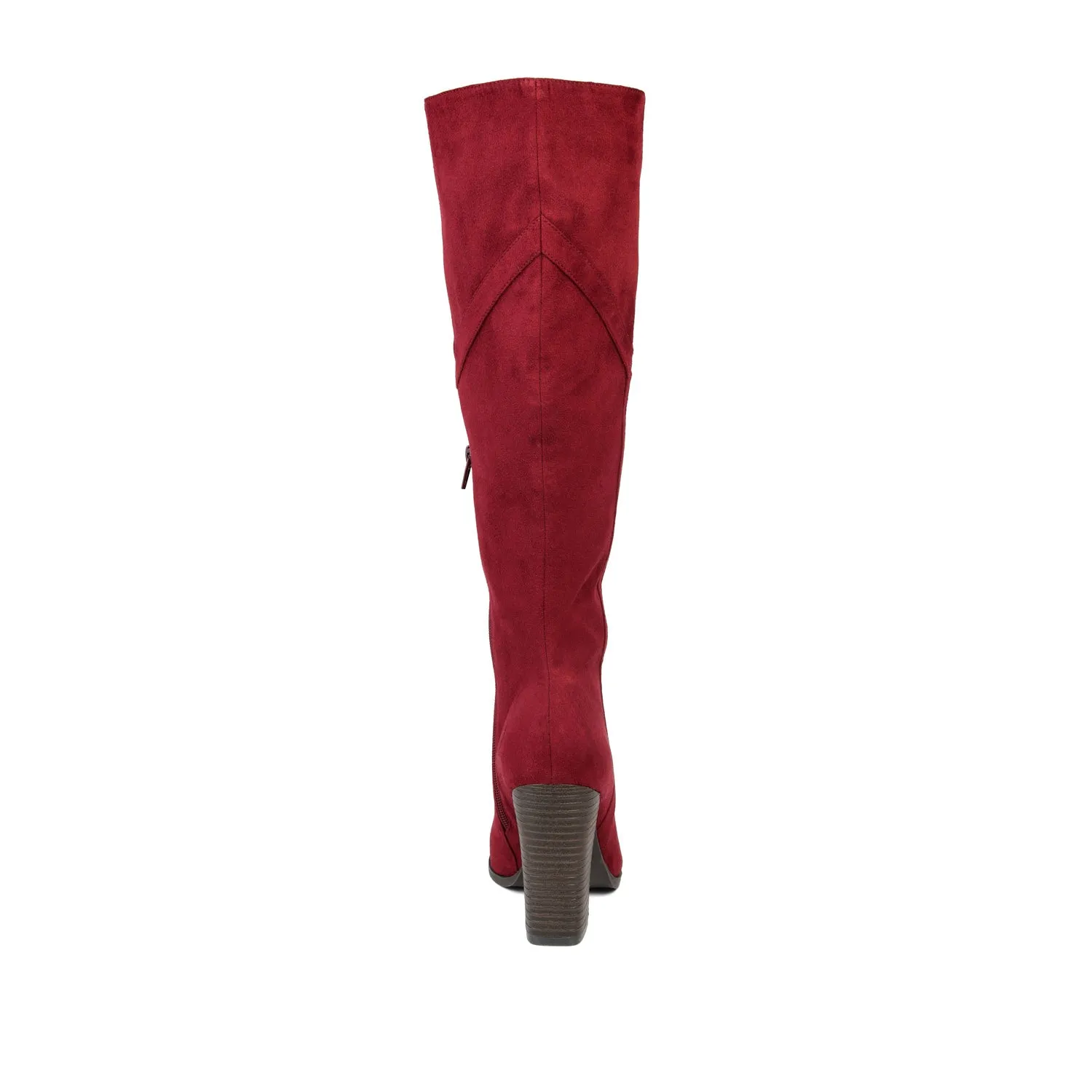 KYLLIE KNEE HIGH BOOTS IN FAUX SUEDE festival field