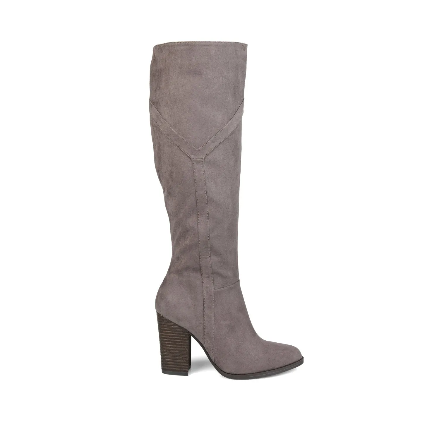 KYLLIE KNEE HIGH BOOTS IN FAUX SUEDE festival field