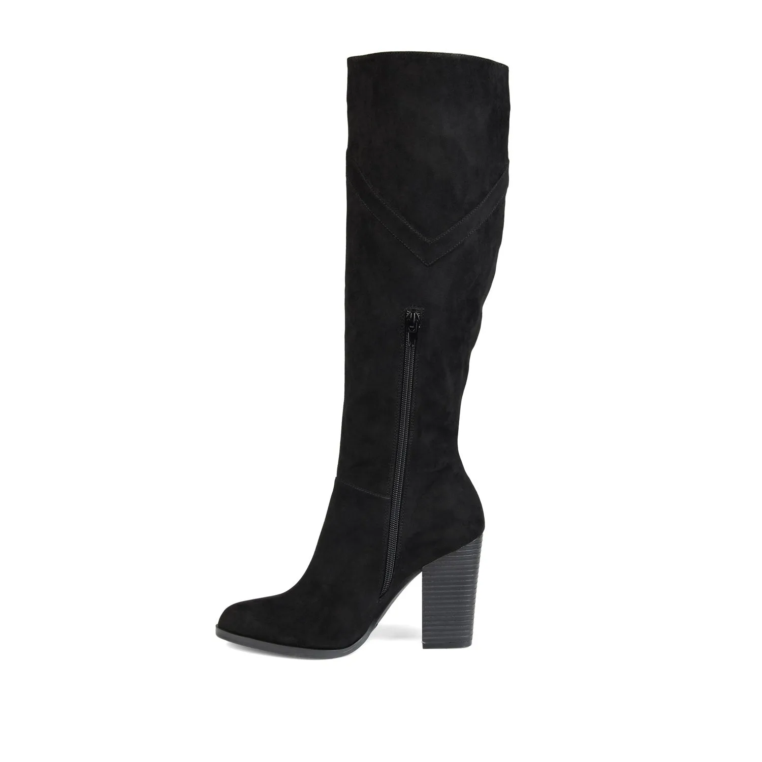 KYLLIE KNEE HIGH BOOTS IN FAUX SUEDE festival field