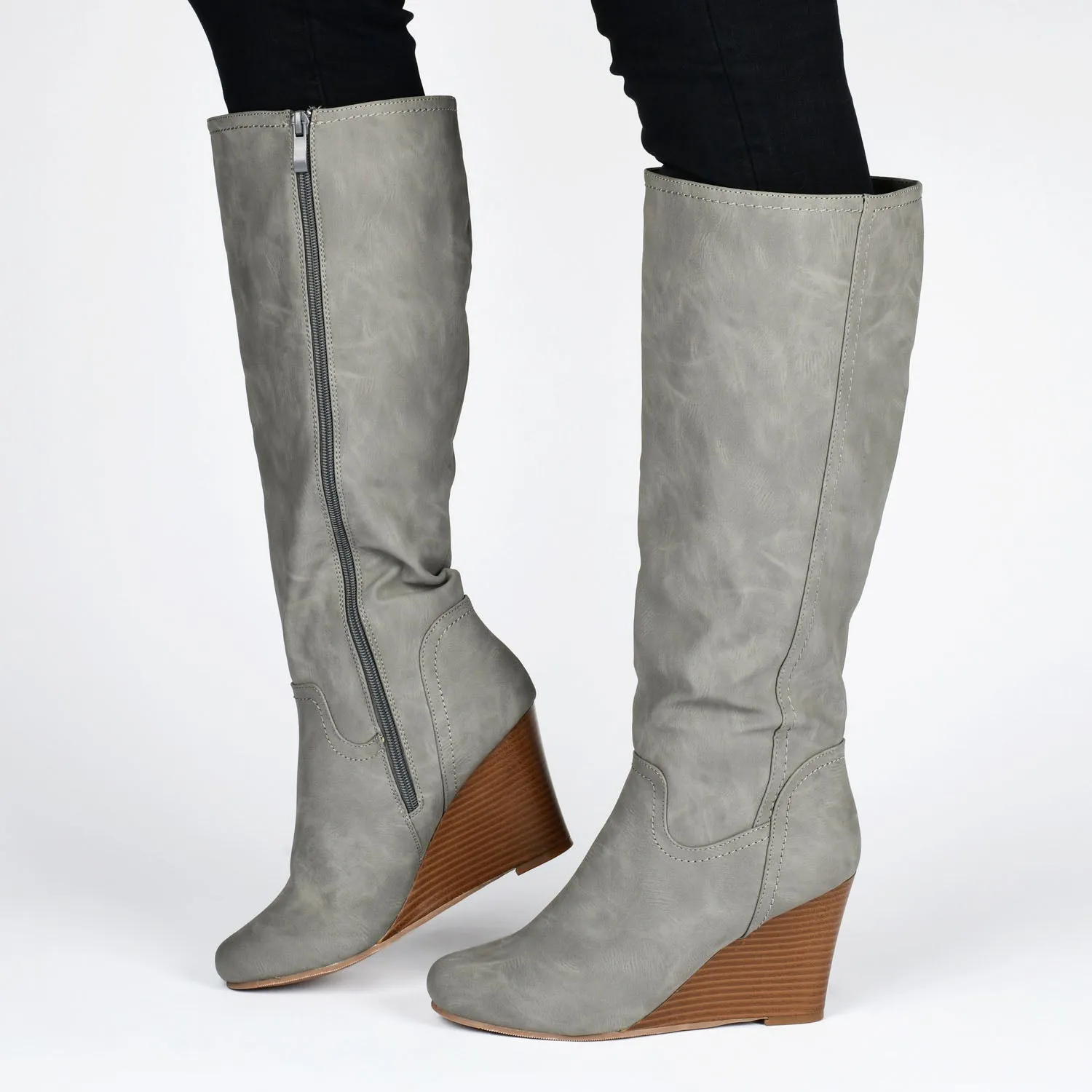 LANGLY KNEE-HIGH BOOTS IN FAUX LEATHER cabin cozy