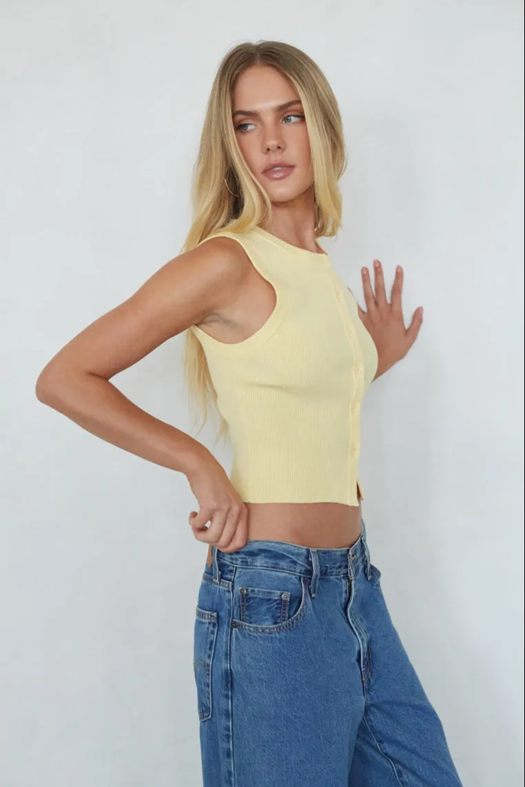 Lark Ribbed Button Up Tank Top calm mood