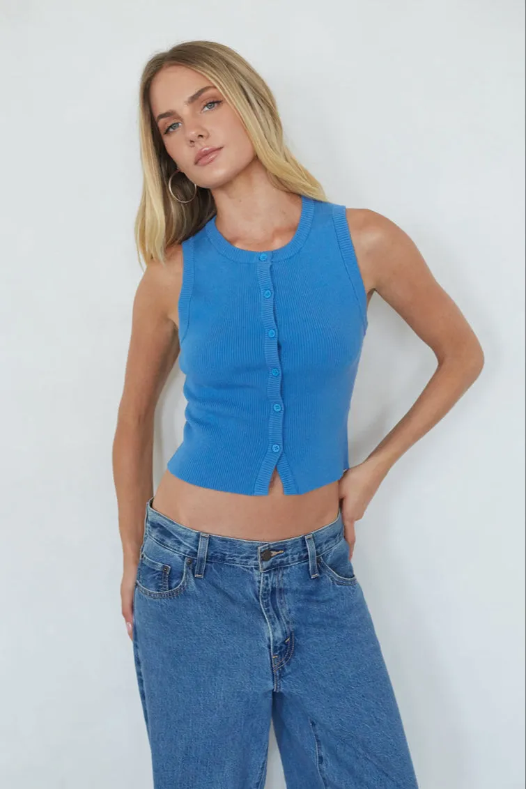 Lark Ribbed Button Up Tank Top calm mood