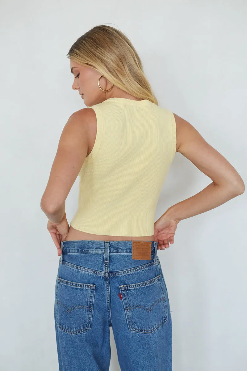 Lark Ribbed Button Up Tank Top calm mood
