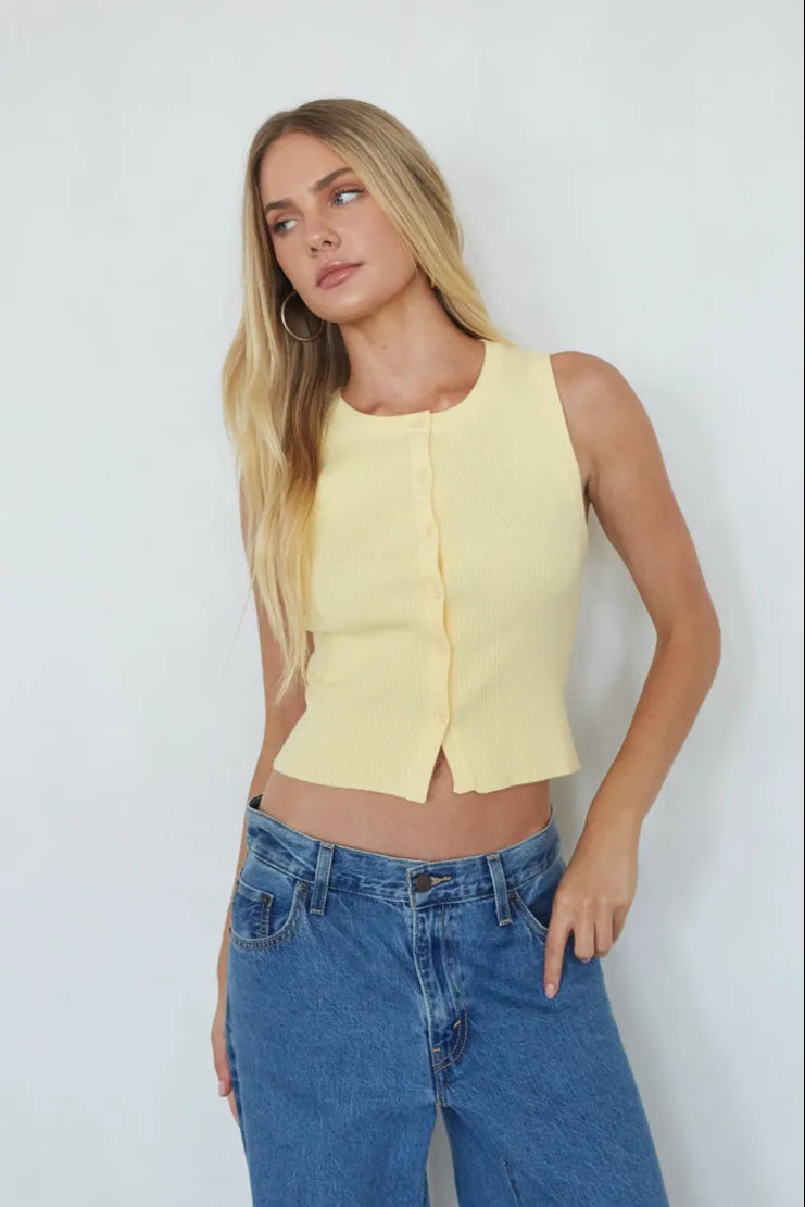 Lark Ribbed Button Up Tank Top calm mood