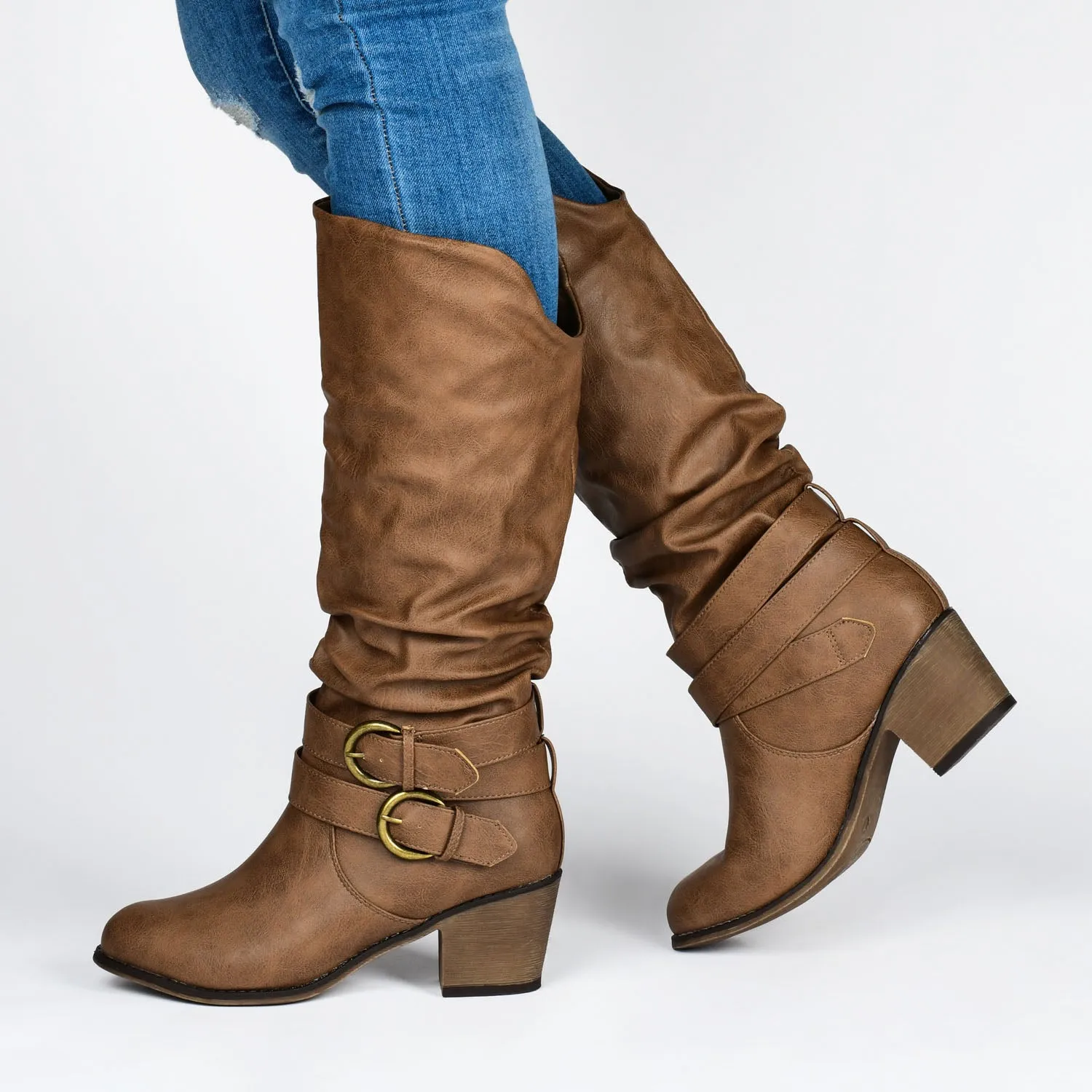 LATE KNEE-HIGH BOOTS IN FAUX LEATHER casual tough