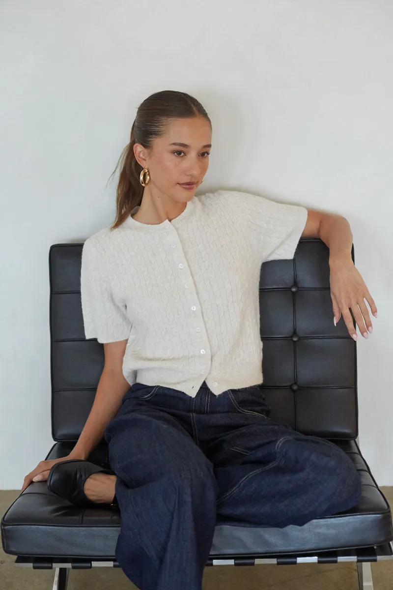Lauren Cable Knit Cardigan blush dust