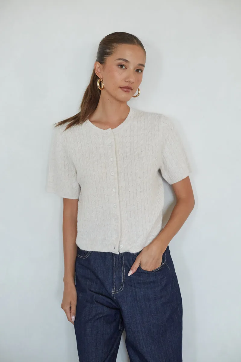Lauren Cable Knit Cardigan blush dust