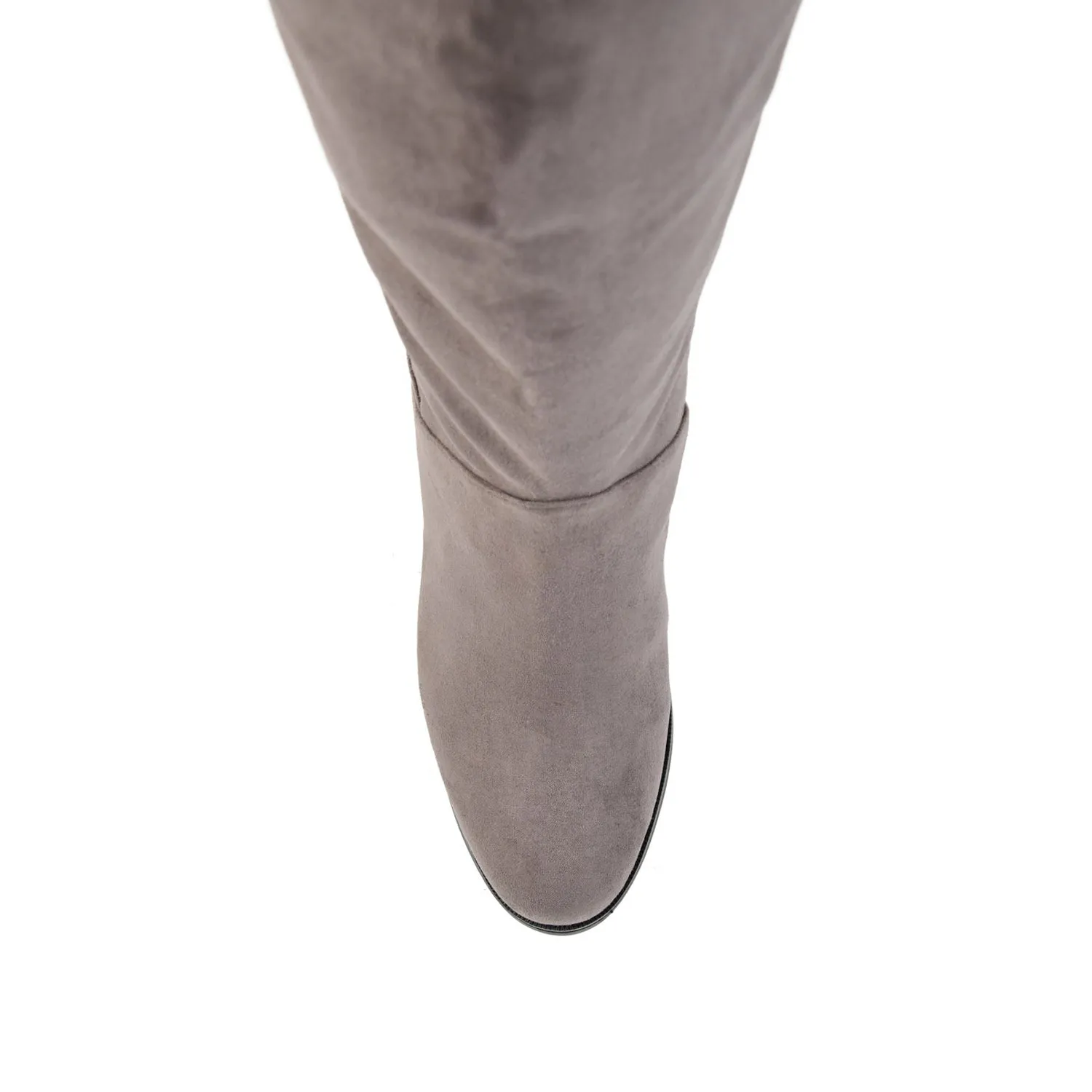 LEEDA KNEE-HIGH BOOTS IN FAUX SUEDE shine finish