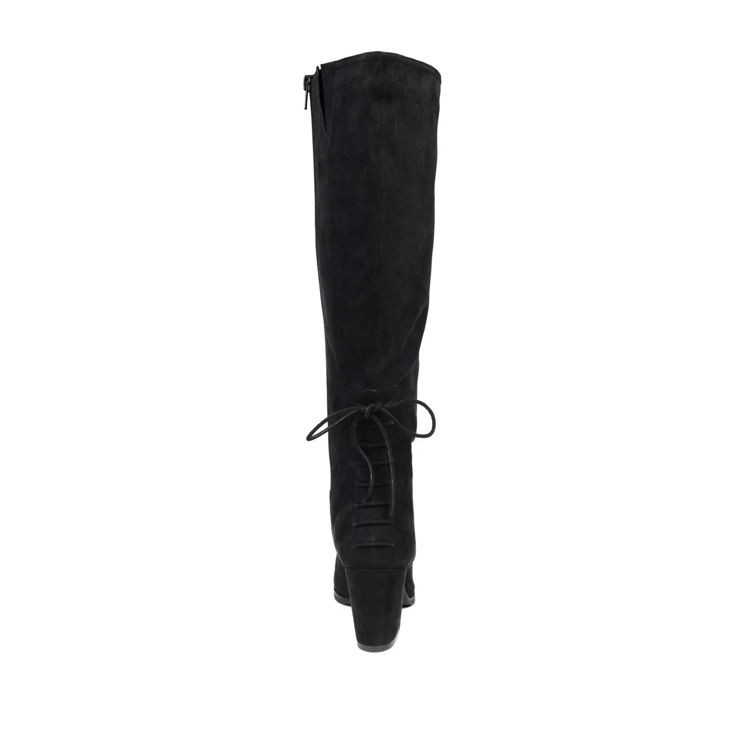 LEEDA KNEE-HIGH BOOTS IN FAUX SUEDE shine finish