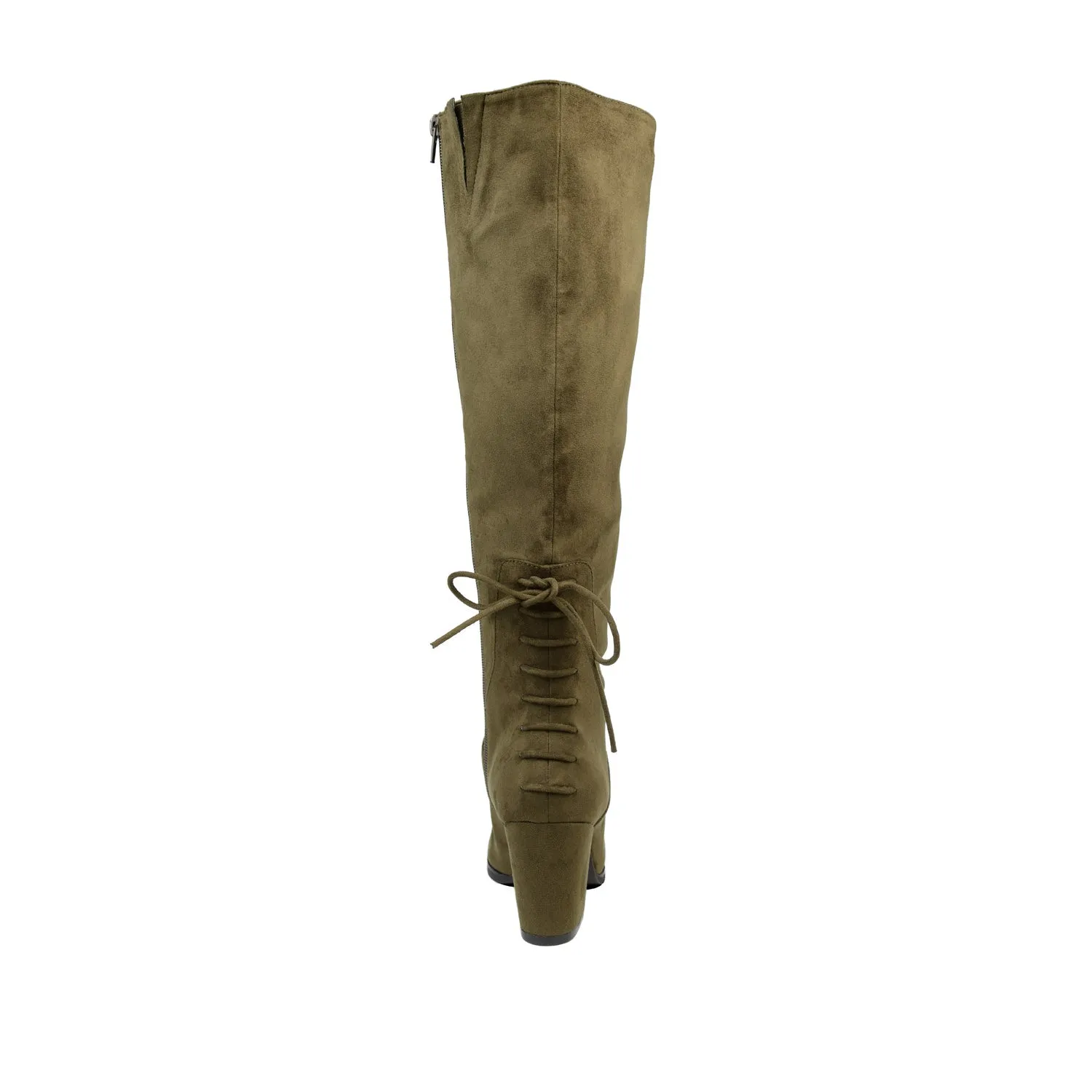 LEEDA KNEE-HIGH BOOTS IN FAUX SUEDE shine finish