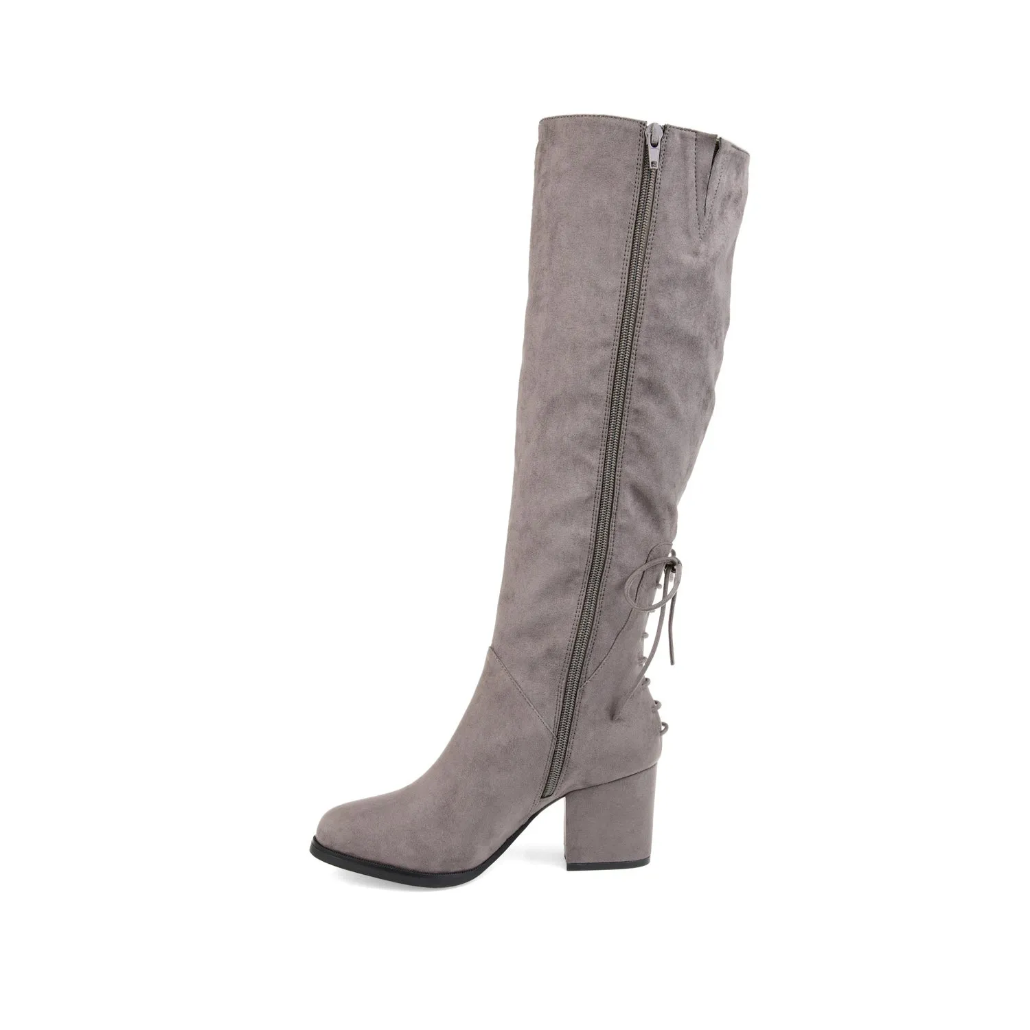 LEEDA KNEE-HIGH BOOTS IN FAUX SUEDE shine finish