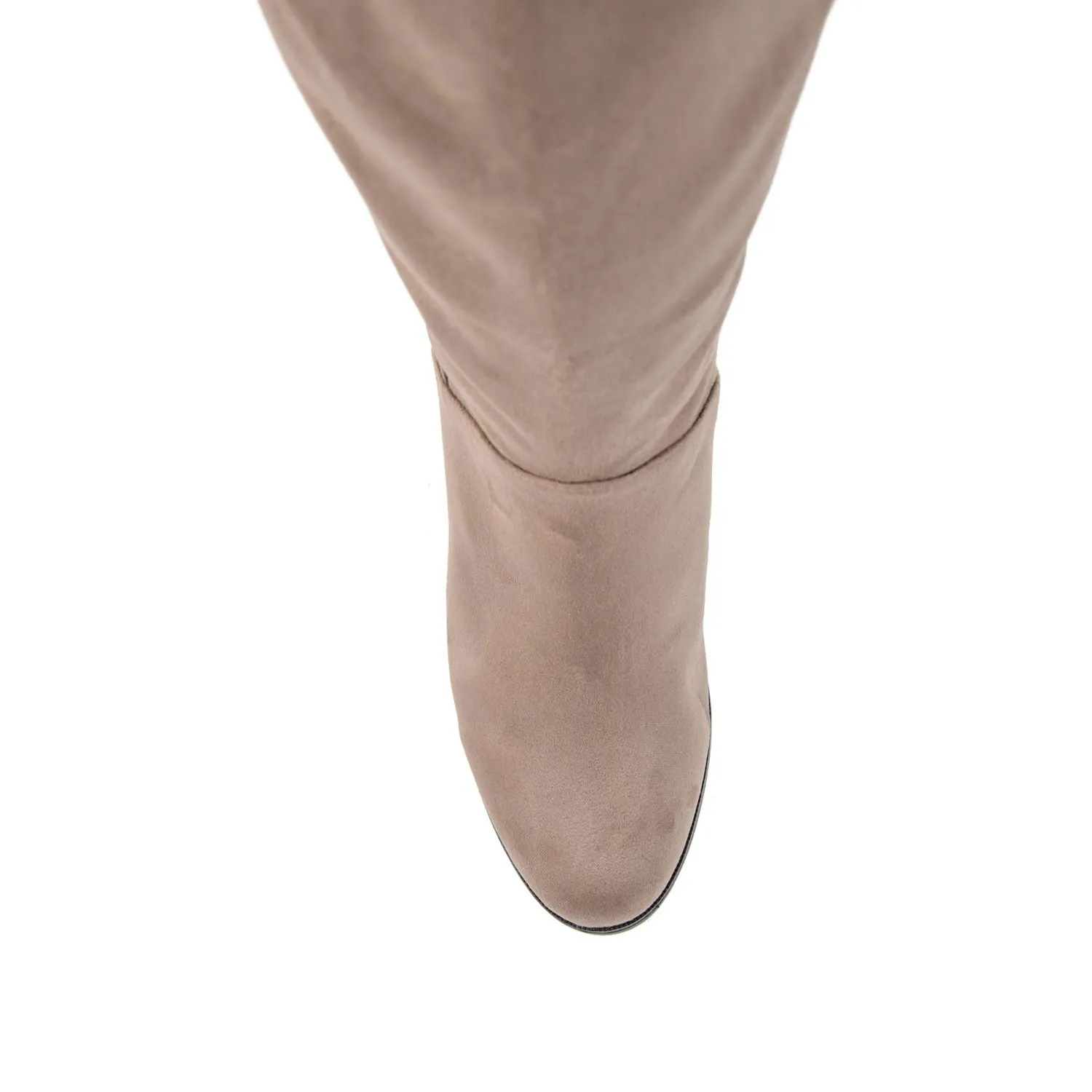 LEEDA KNEE-HIGH BOOTS IN FAUX SUEDE shine finish
