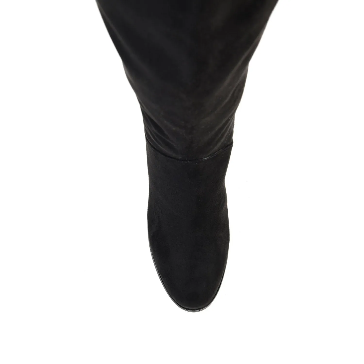LEEDA KNEE-HIGH BOOTS IN FAUX SUEDE shine finish