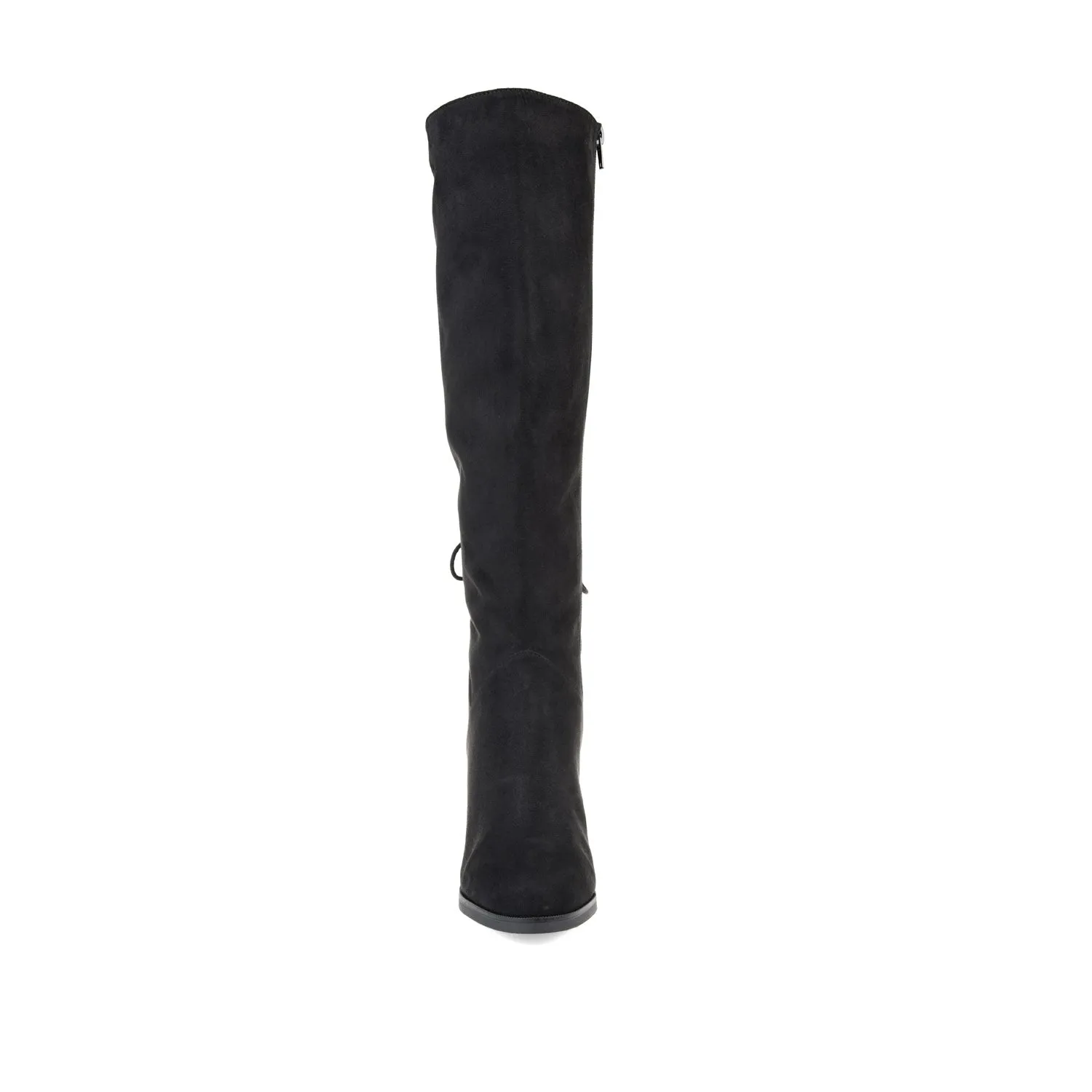 LEEDA KNEE-HIGH BOOTS IN FAUX SUEDE shine finish