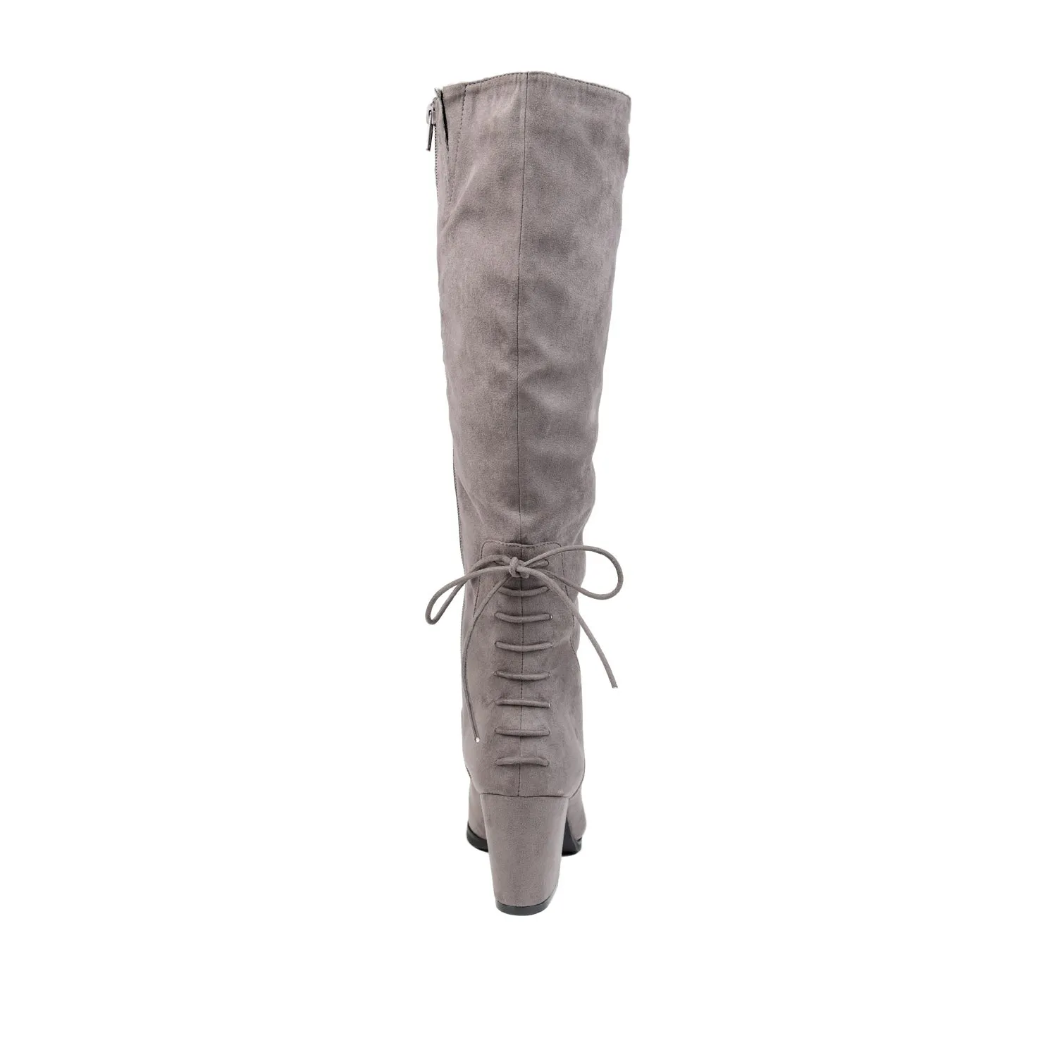 LEEDA KNEE-HIGH BOOTS IN FAUX SUEDE shine finish
