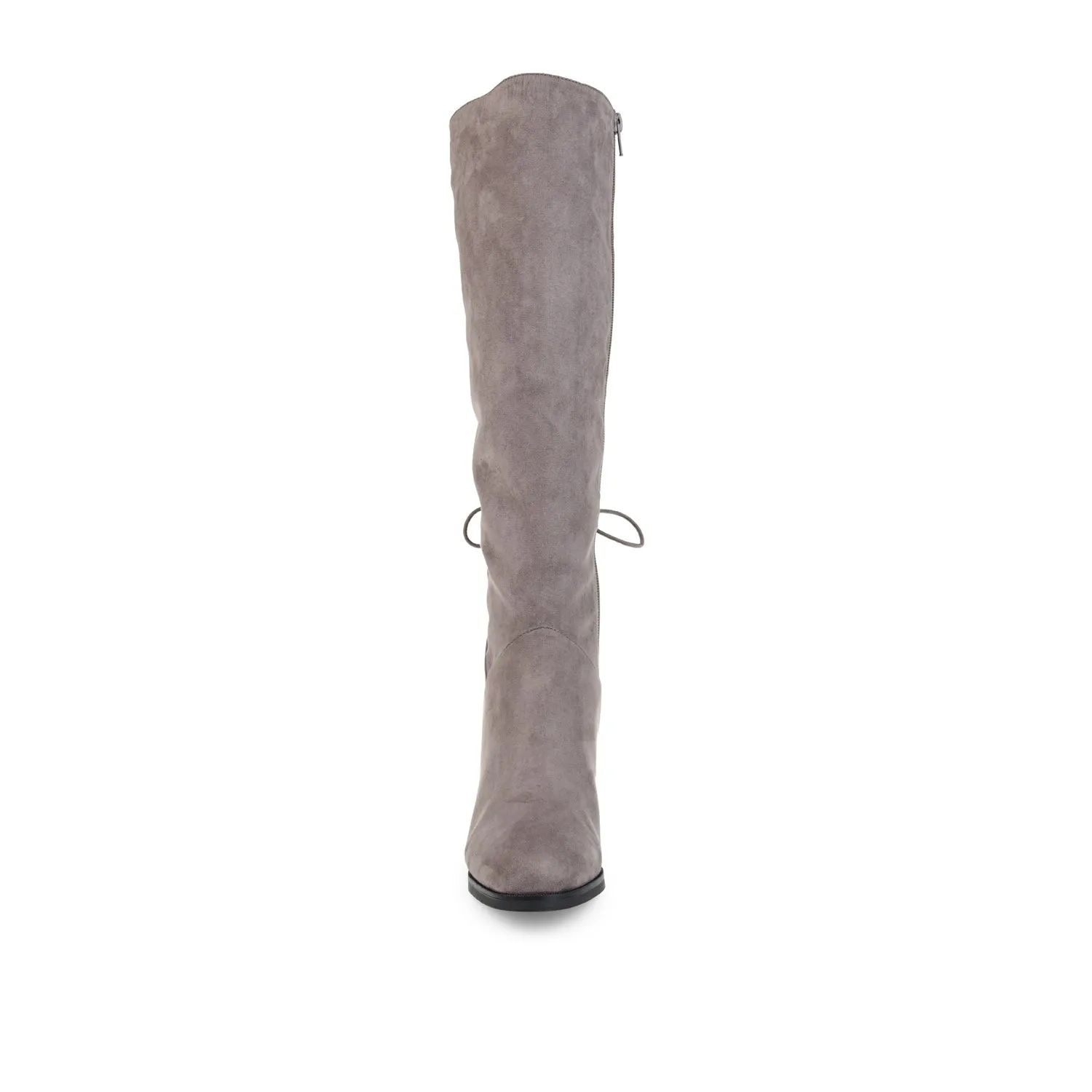 LEEDA KNEE-HIGH BOOTS IN FAUX SUEDE shine finish