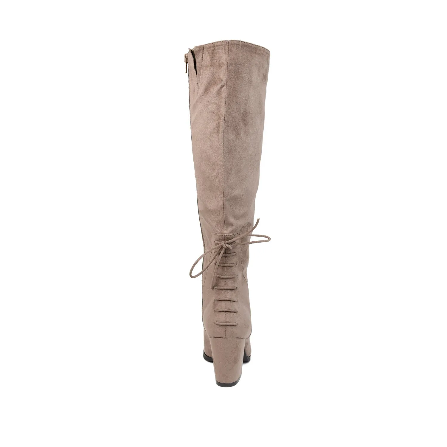 LEEDA KNEE-HIGH BOOTS IN FAUX SUEDE shine finish