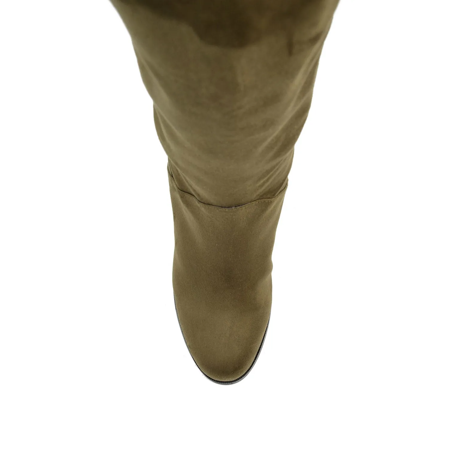 LEEDA KNEE-HIGH BOOTS IN FAUX SUEDE shine finish