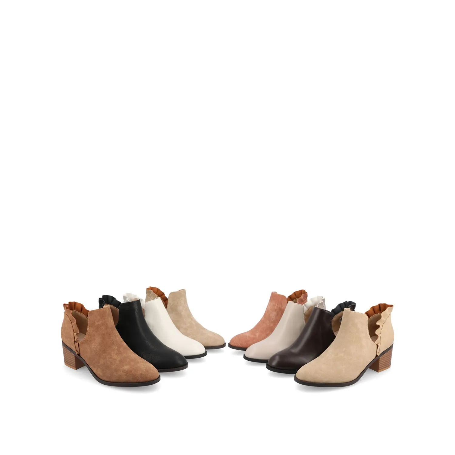 LENNIE BLOCK HEELED BOOTIES IN FAUX LEATHER wind block