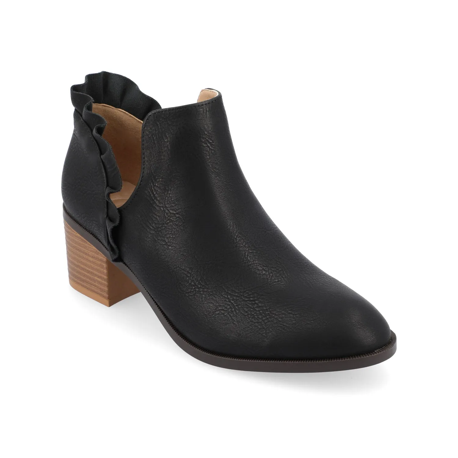 LENNIE BLOCK HEELED BOOTIES IN FAUX LEATHER wind block