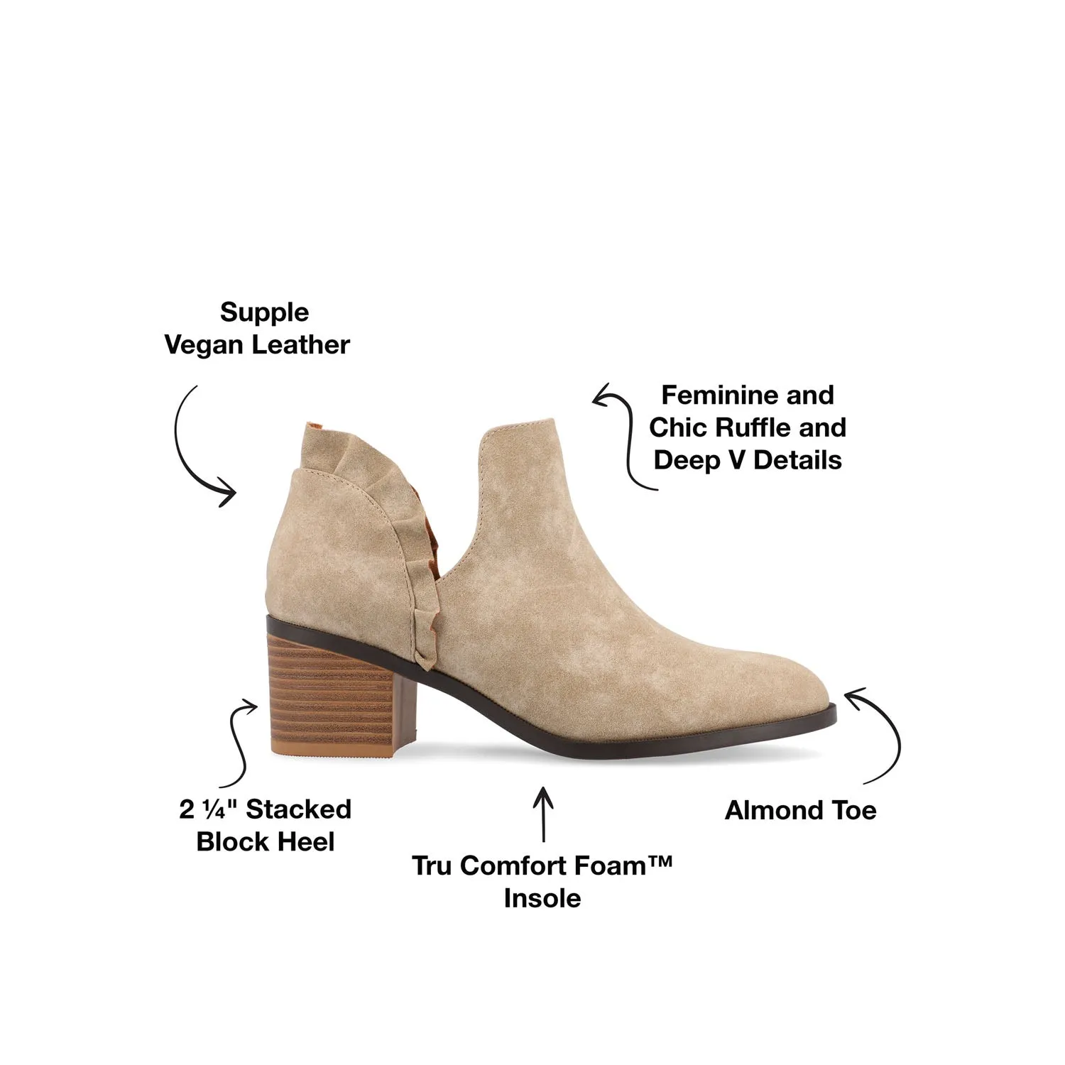 LENNIE BLOCK HEELED BOOTIES IN FAUX LEATHER wind block