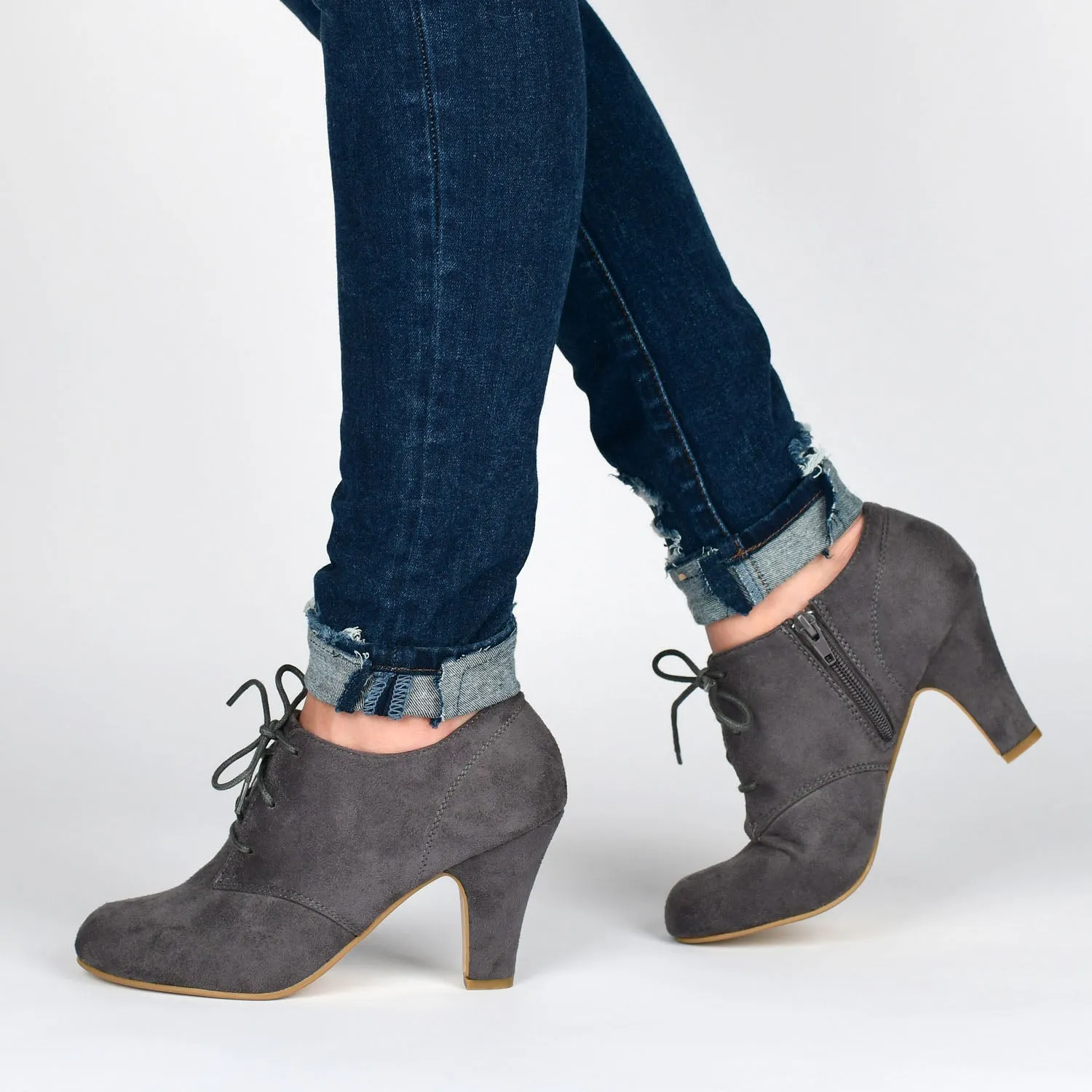 LEONA LACE-UP BOOTIES IN FAUX SUEDE winter fit