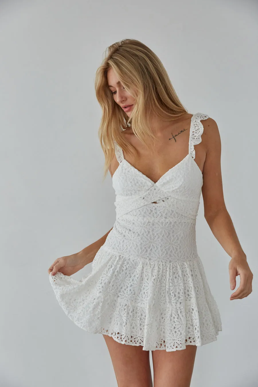 Liliana Lace Mini Dress office clean