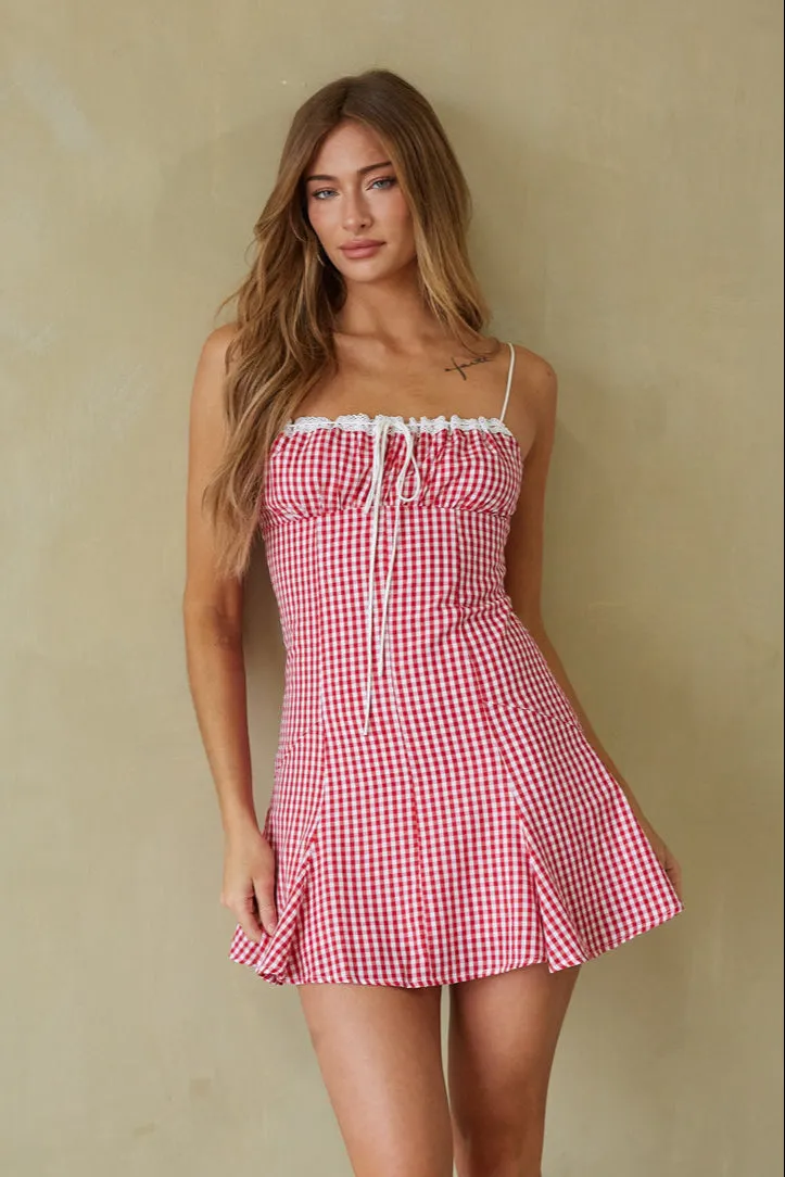 Liv Gingham Fit and Flare Mini Dress photo fit
