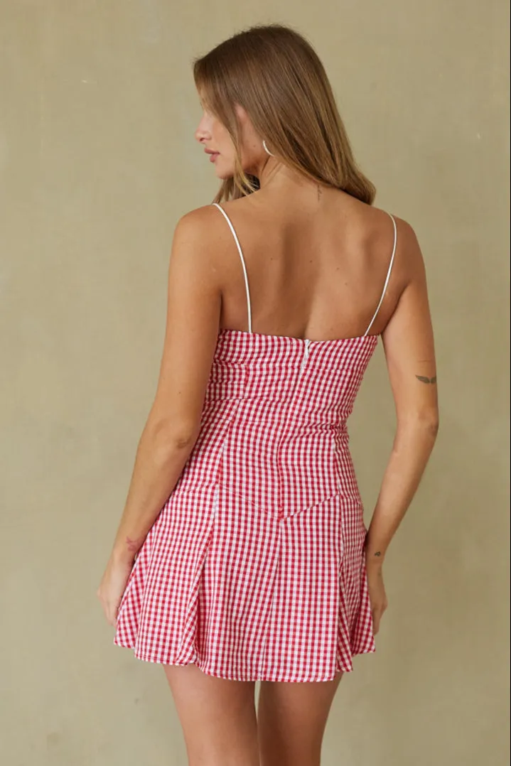 Liv Gingham Fit and Flare Mini Dress photo fit