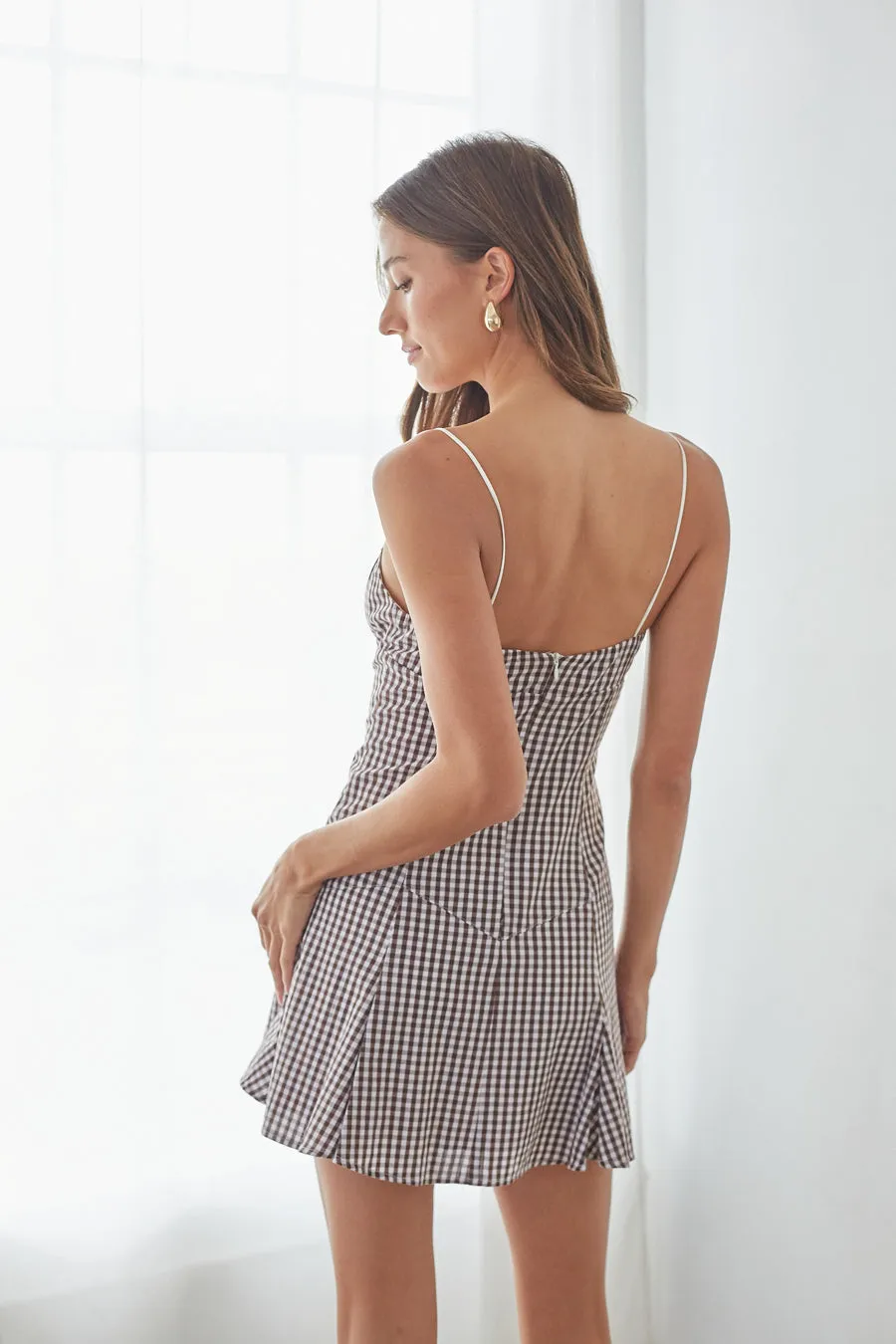 Liv Gingham Fit and Flare Mini Dress photo fit