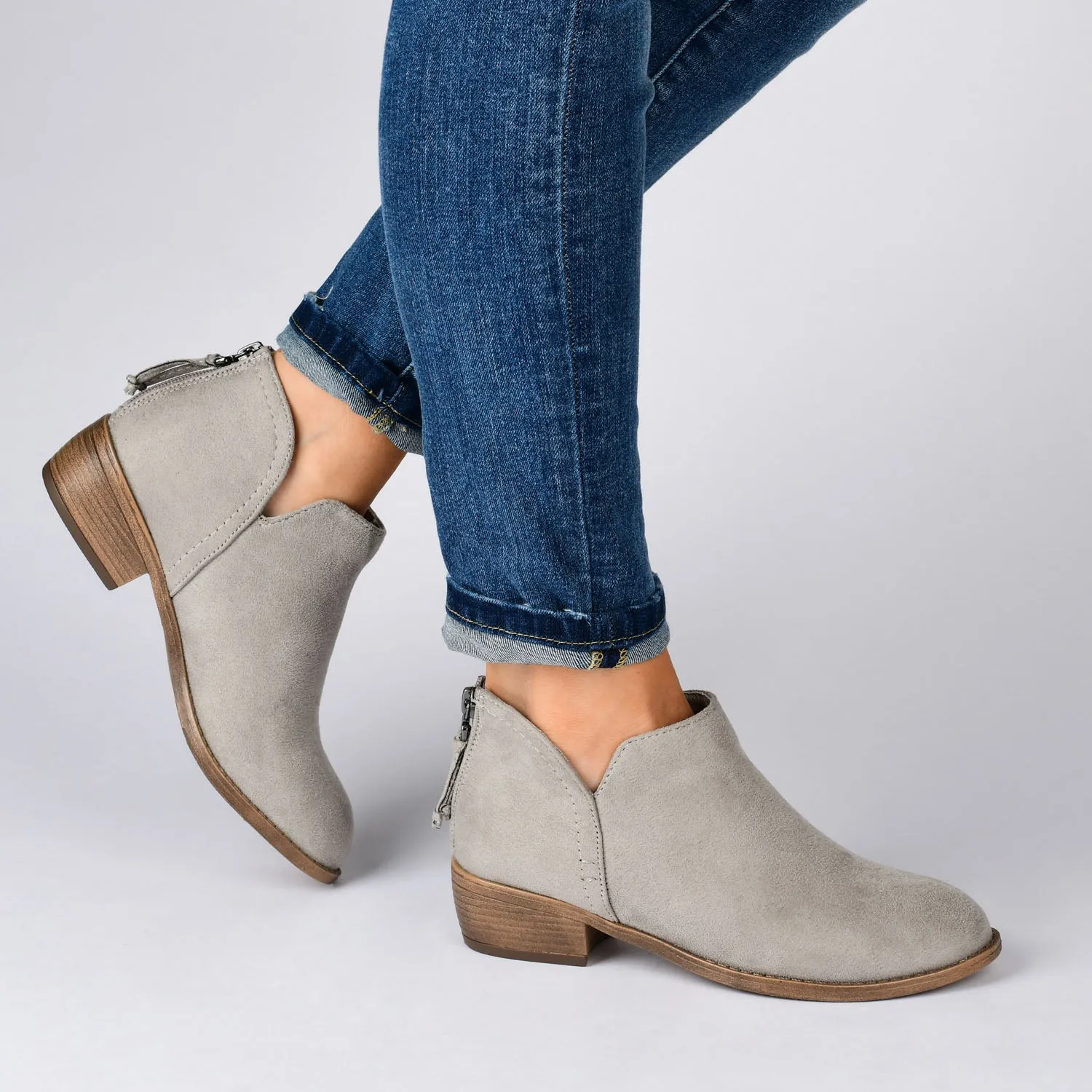 LIVVY ZIP-UP BOOTIES IN FAUX SUEDE autumn street