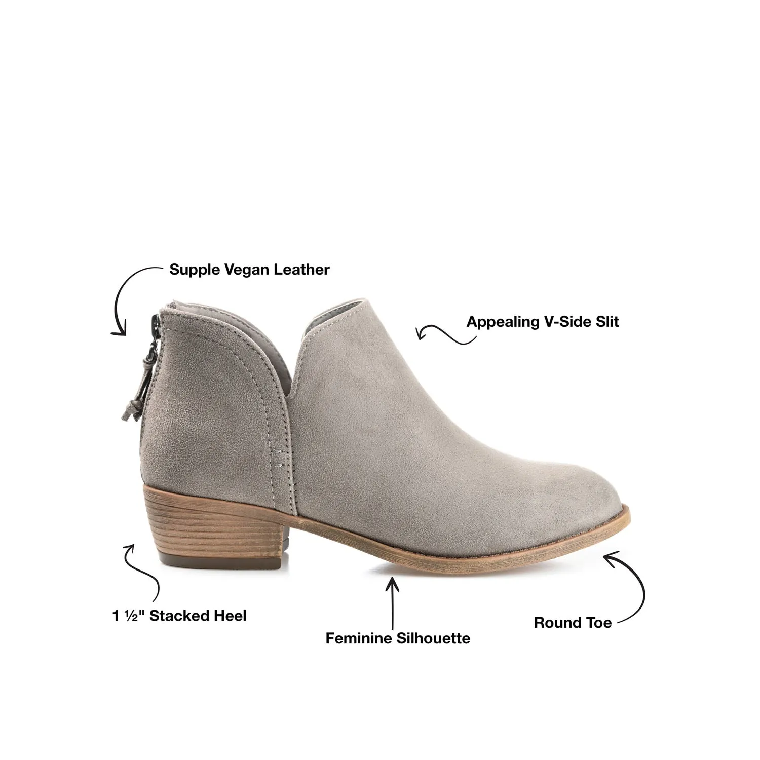 LIVVY ZIP-UP BOOTIES IN FAUX SUEDE autumn street