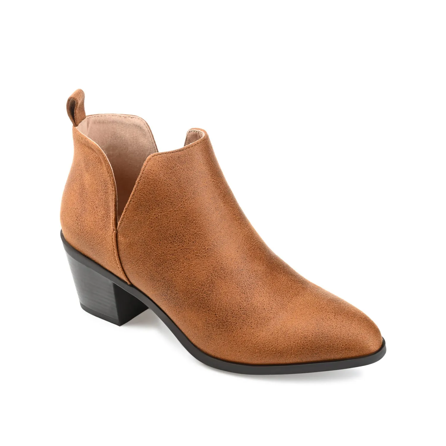 LOLA BLOCK HEELED BOOTIES IN FAUX LEATHER grip sole