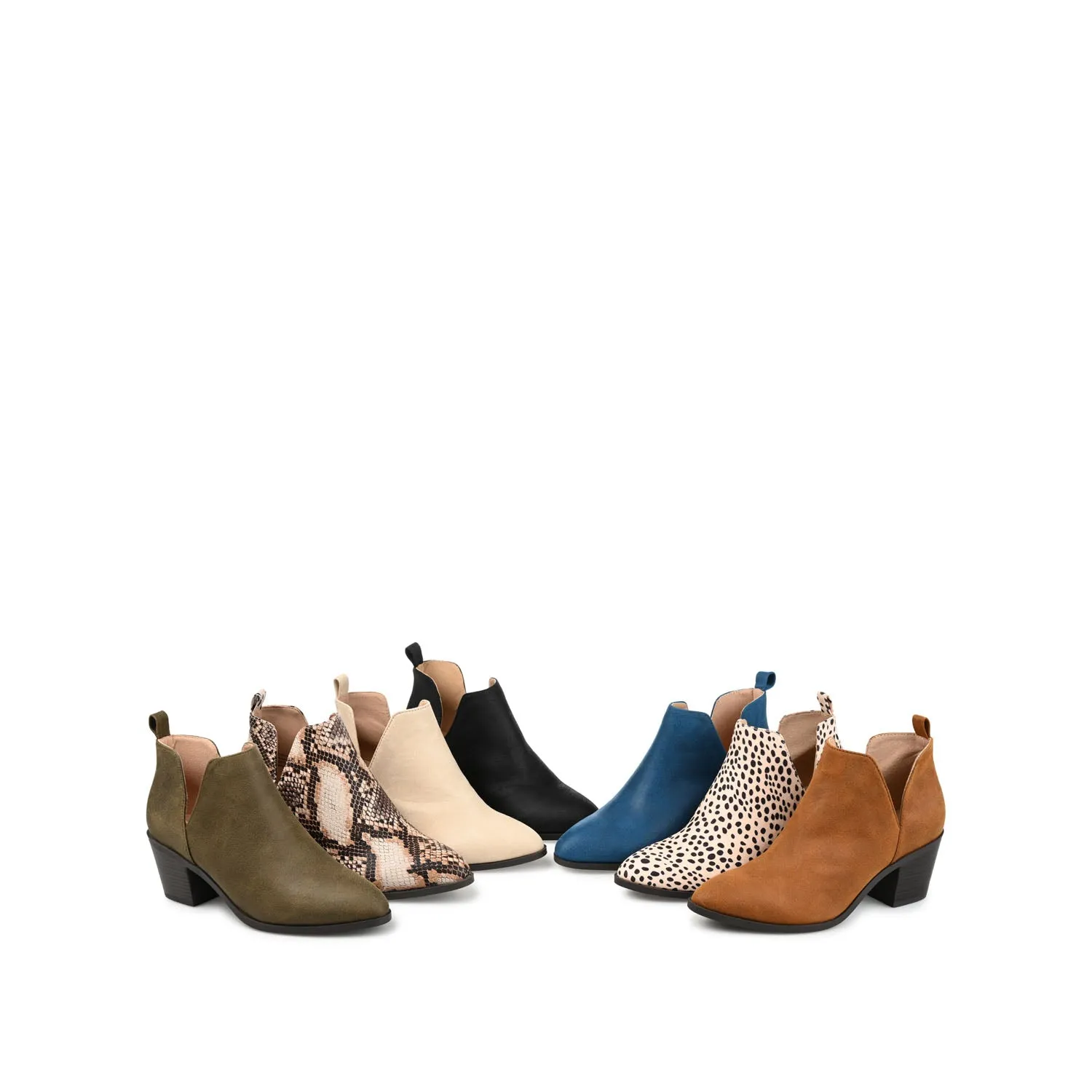 LOLA BLOCK HEELED BOOTIES IN FAUX LEATHER grip sole