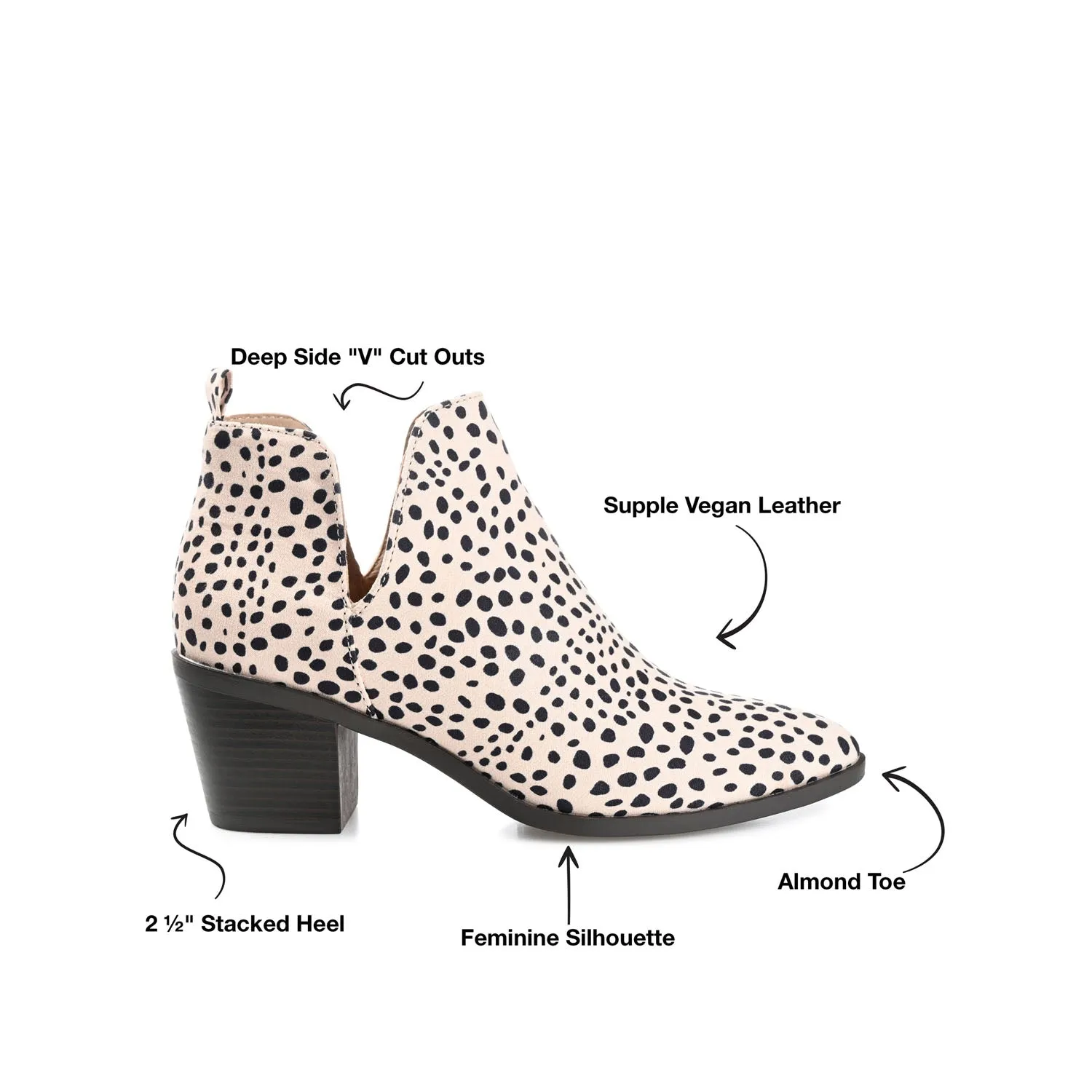 LOLA BLOCK HEELED BOOTIES IN FAUX LEATHER grip sole