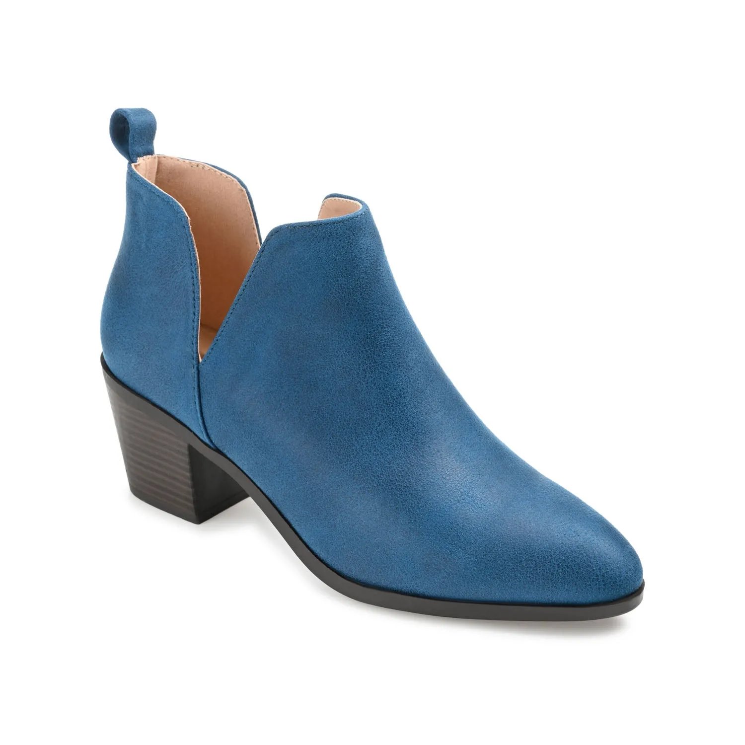 LOLA BLOCK HEELED BOOTIES IN FAUX LEATHER grip sole