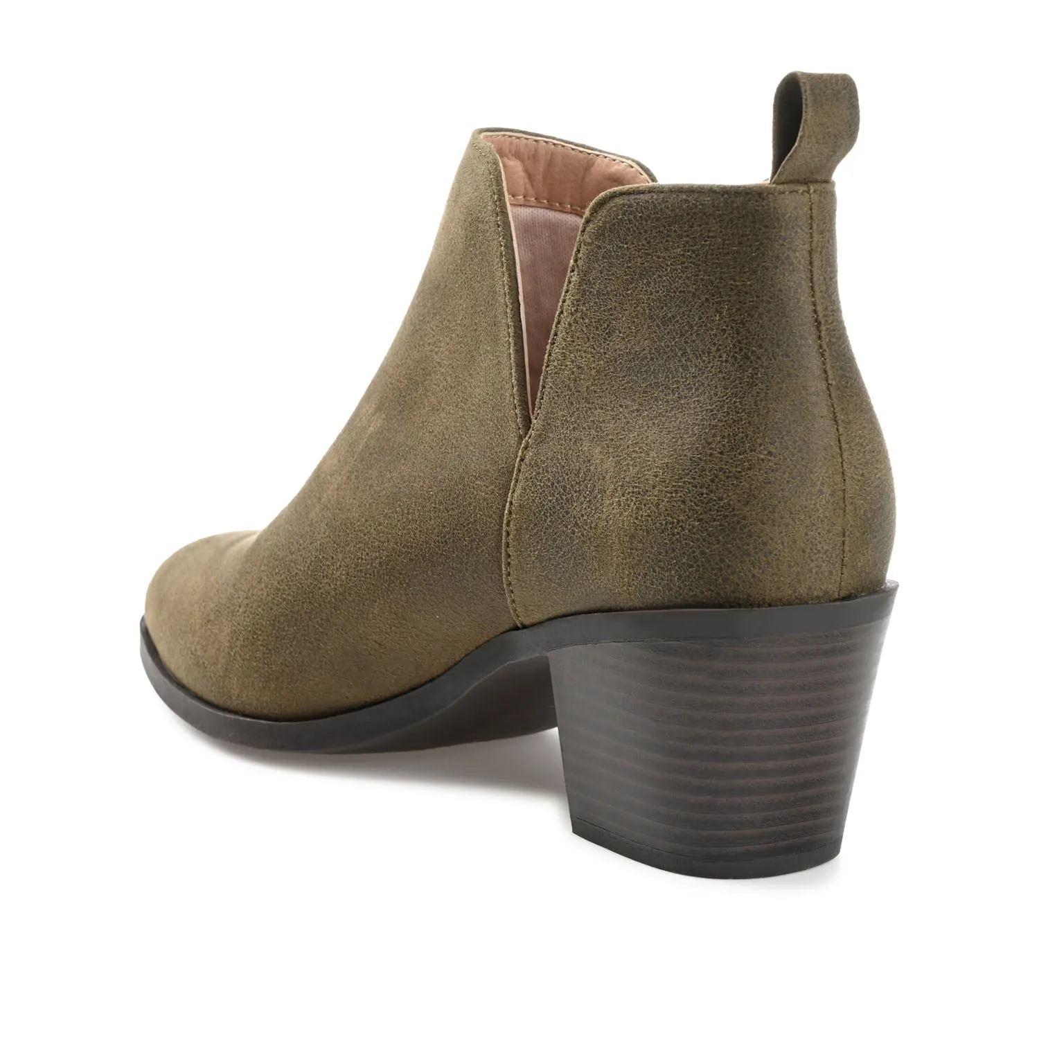 LOLA BLOCK HEELED BOOTIES IN FAUX LEATHER grip sole